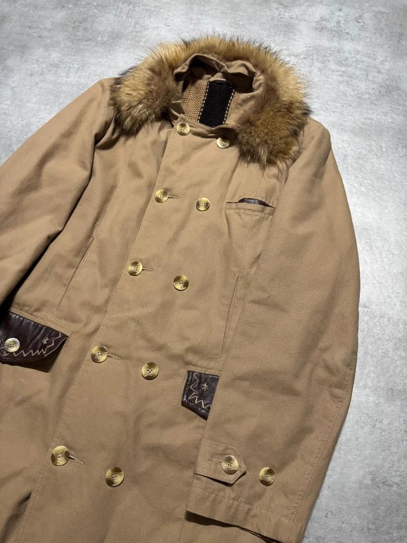 Roberto Cavalli × Vintage 2000s Roberto Cavalli Fur Collar Beige Long Jacket Size US M / EU 48-50 / 2 - 2 Thumbnail