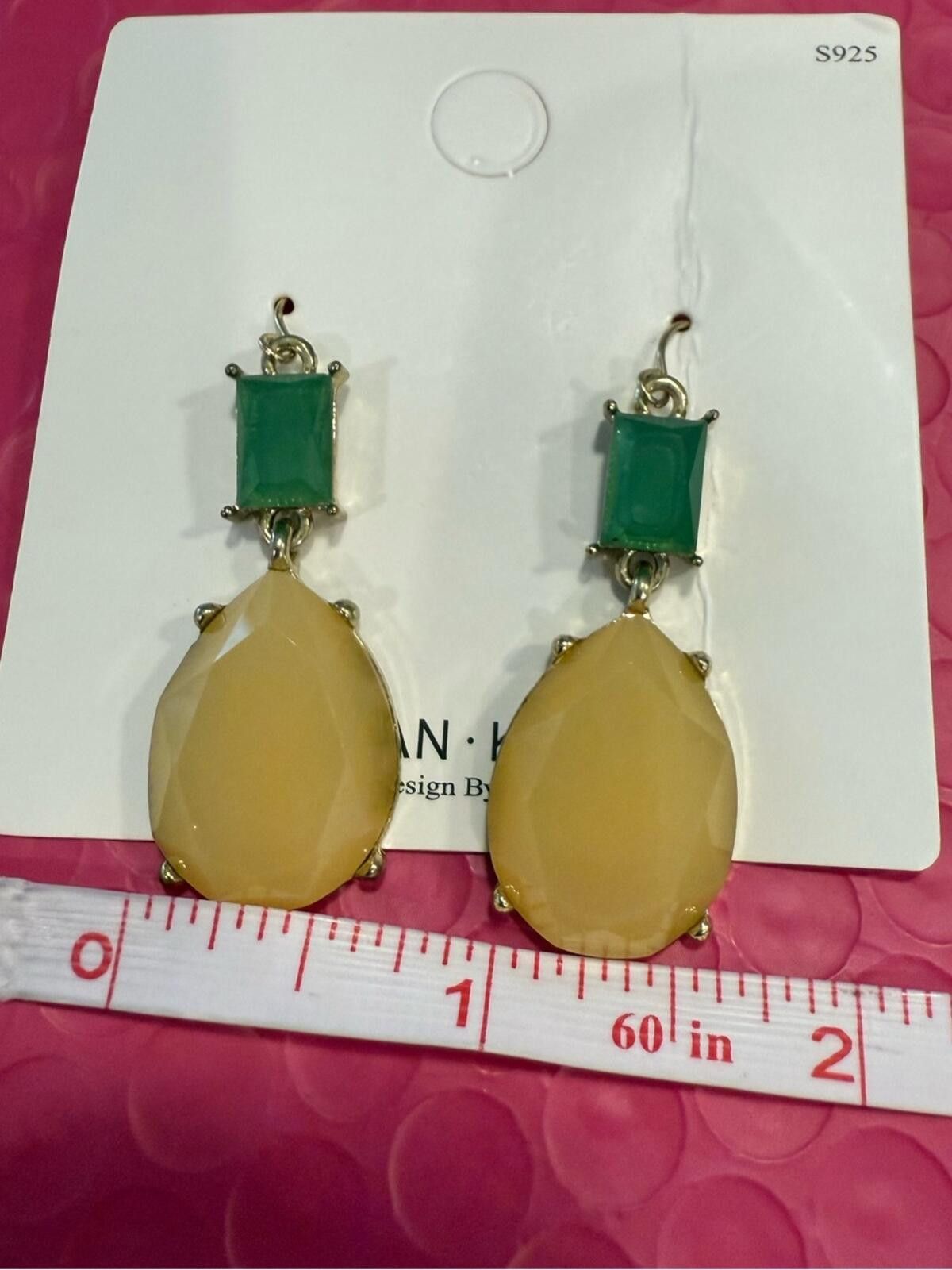 Other Han Kou dangle earrings emerald rectangle yellow tear drop Size ONE SIZE - 3 Thumbnail