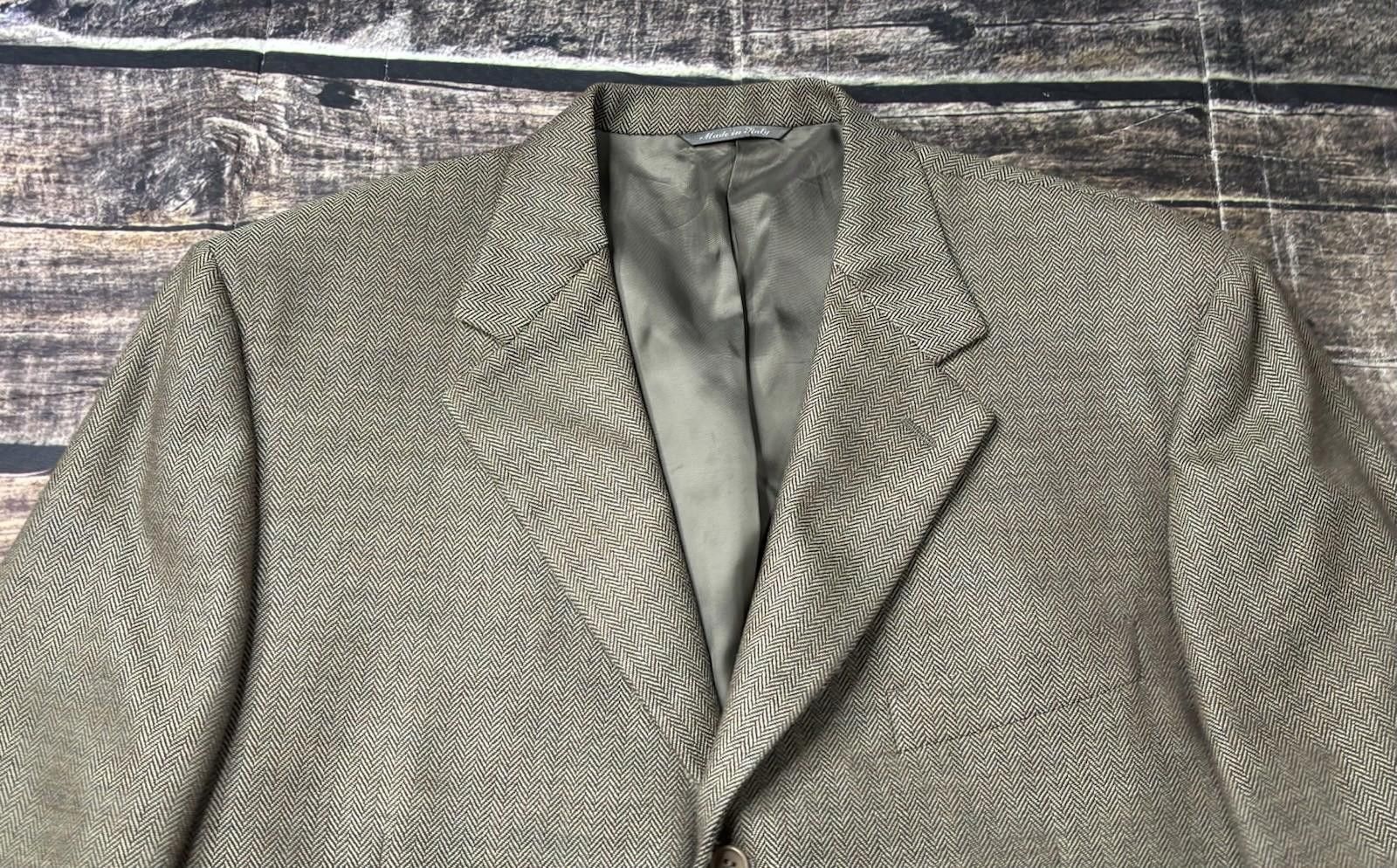 Canali Canali for Bloomingdales Blazer Jacket Mens 48 Wool Fishbone Size 48R - 4 Thumbnail