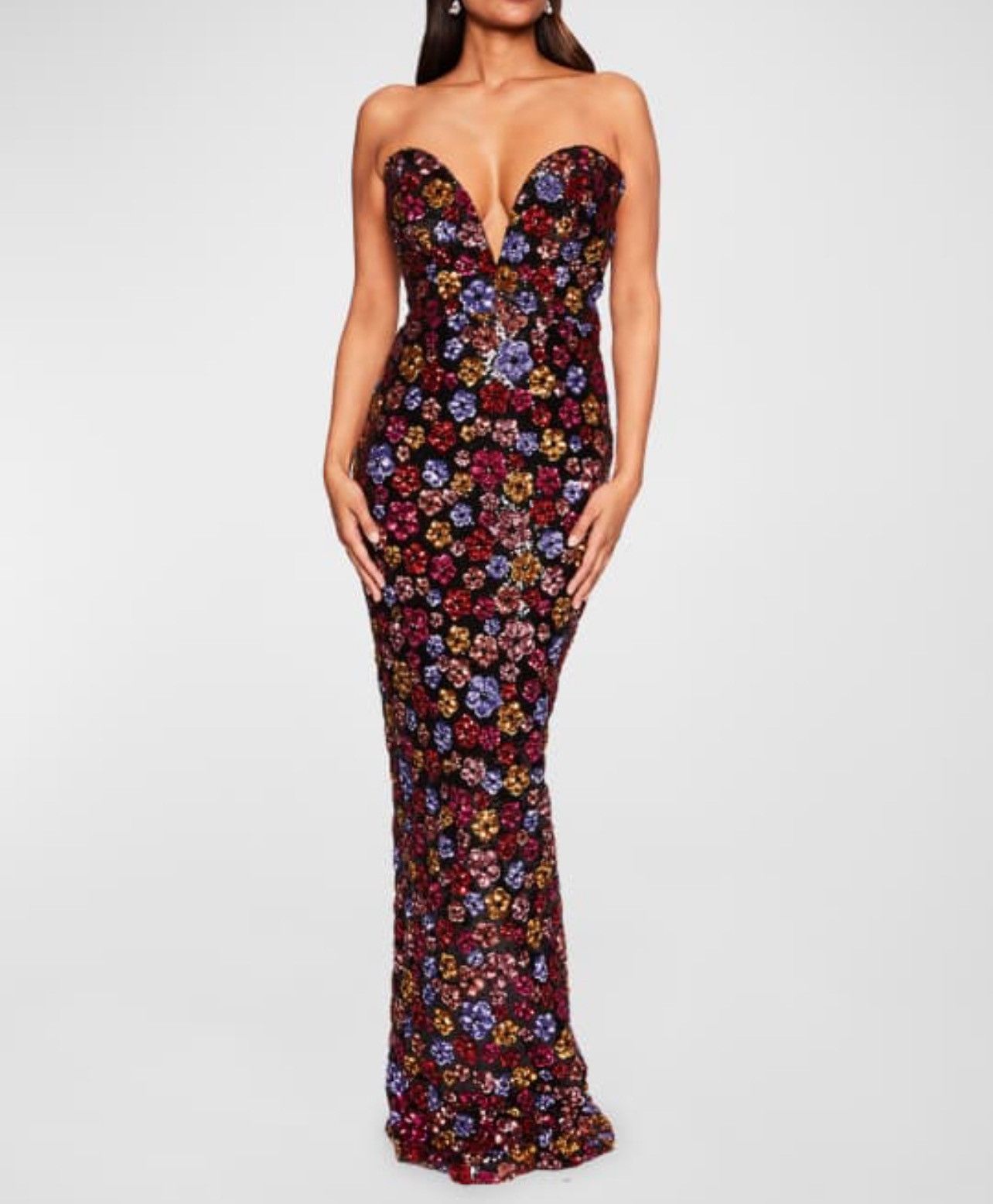 Marchesa Marchesa Notte Strapless Floral Sequin Column Gown size 6 Size M / US 6-8 / IT 42-44 - 1 Thumbnail