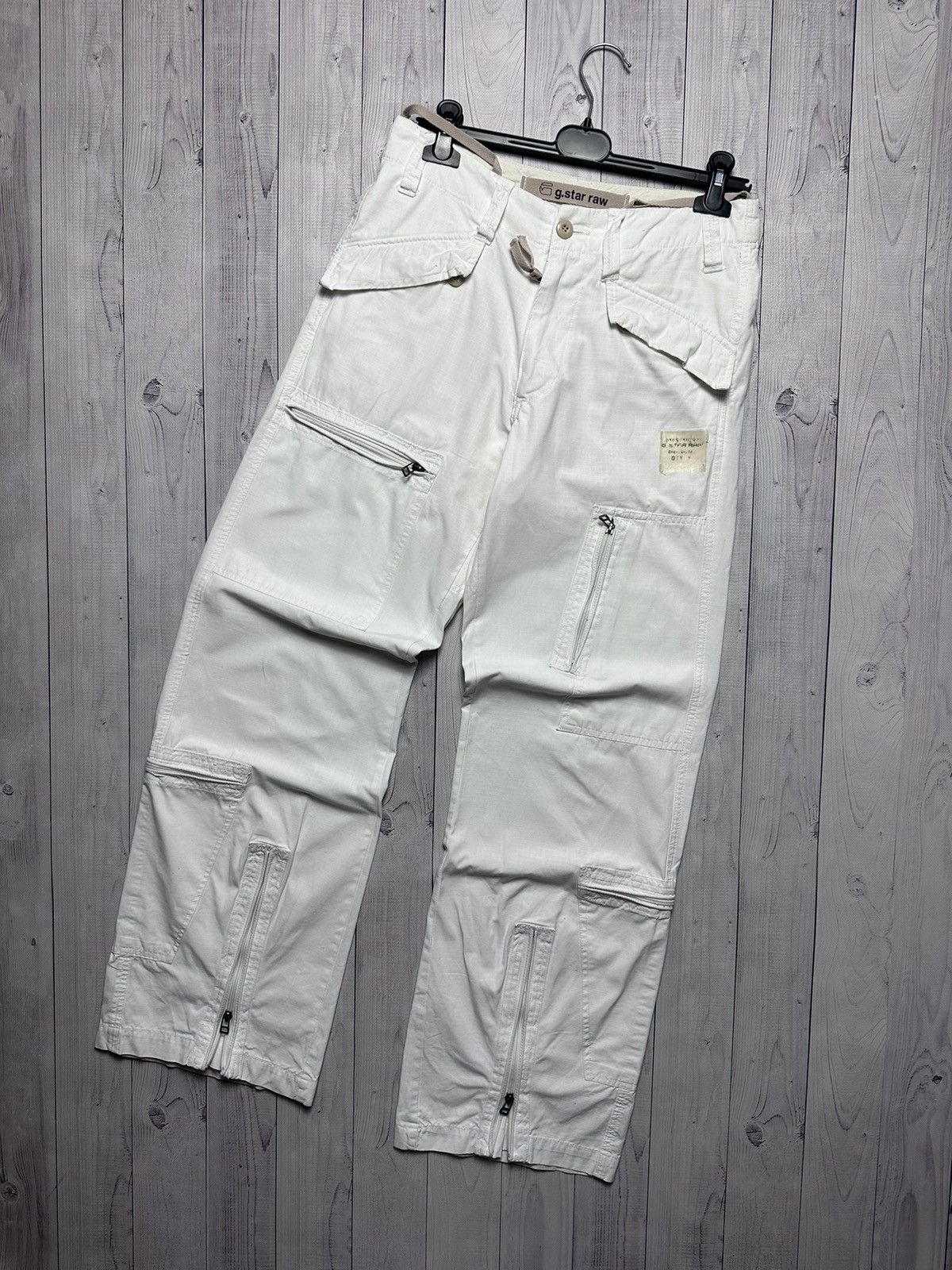 image of G Star Raw x Vintage Raw G-Star Cargo Pants Zip White Size 30/34, Men's