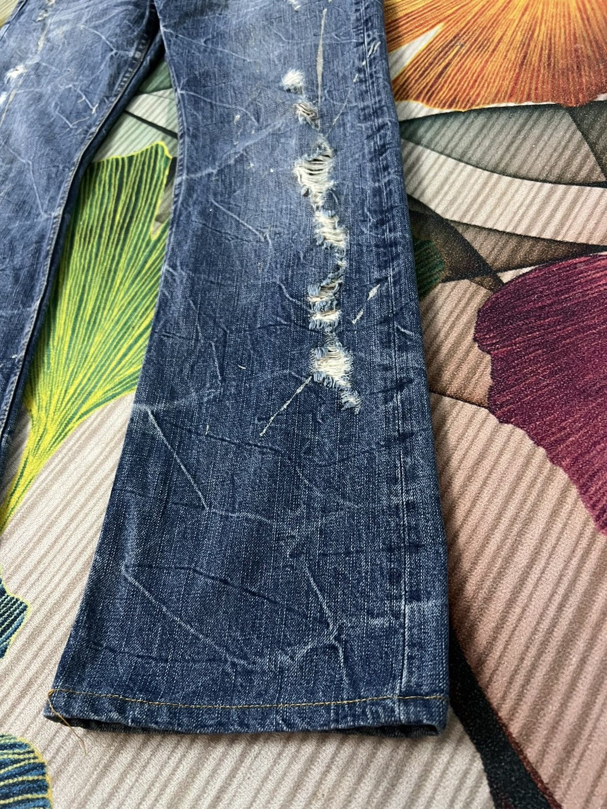 Japanese Brand 💥Flare💥Japanese Unbrand Distressed Jean Size US 31 - 5 Thumbnail