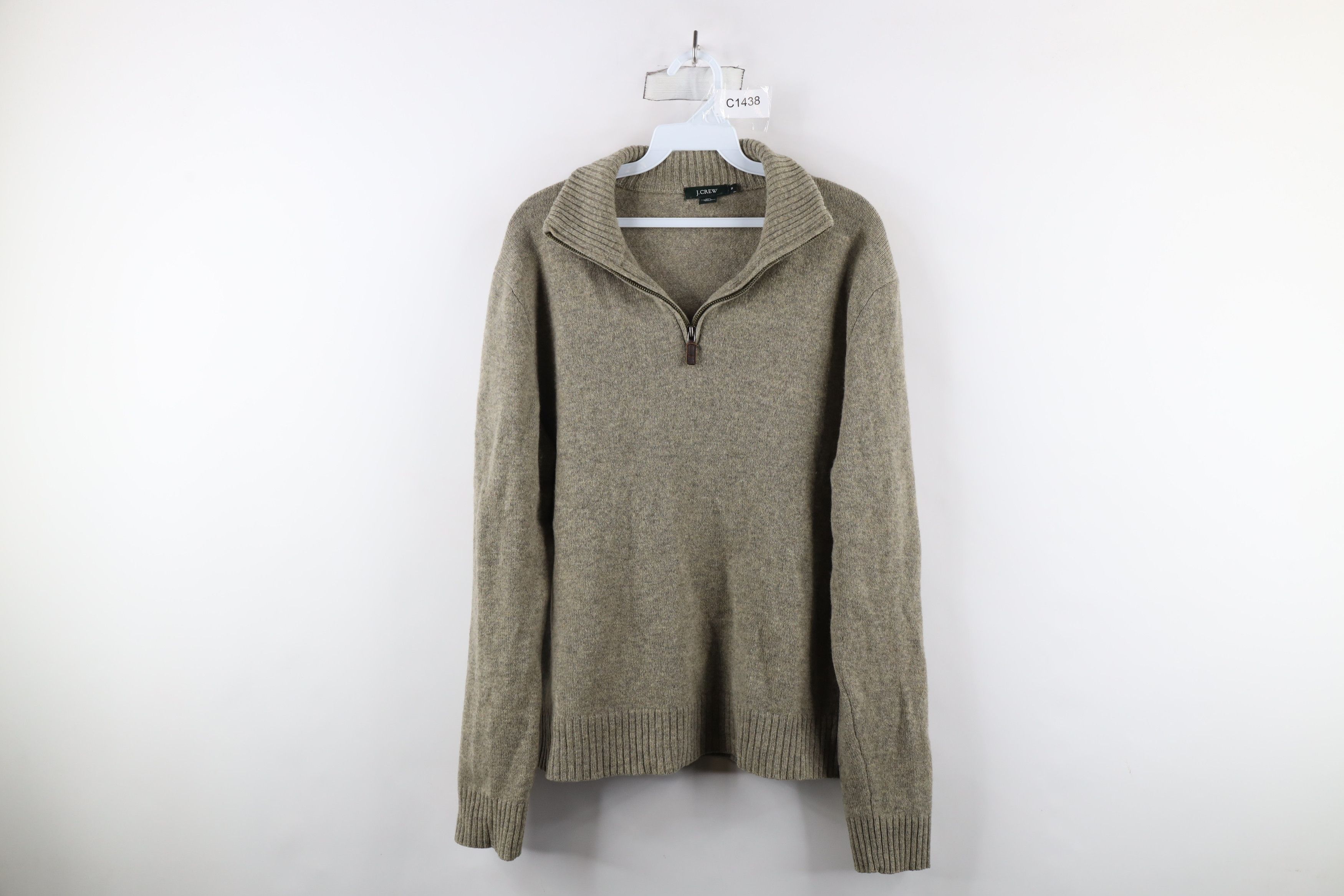 J.Crew × Vintage Vintage J Crew Lambswool Half Zip Pullover Sweater Beige Size US M / EU 48-50 / 2 - 1 Thumbnail