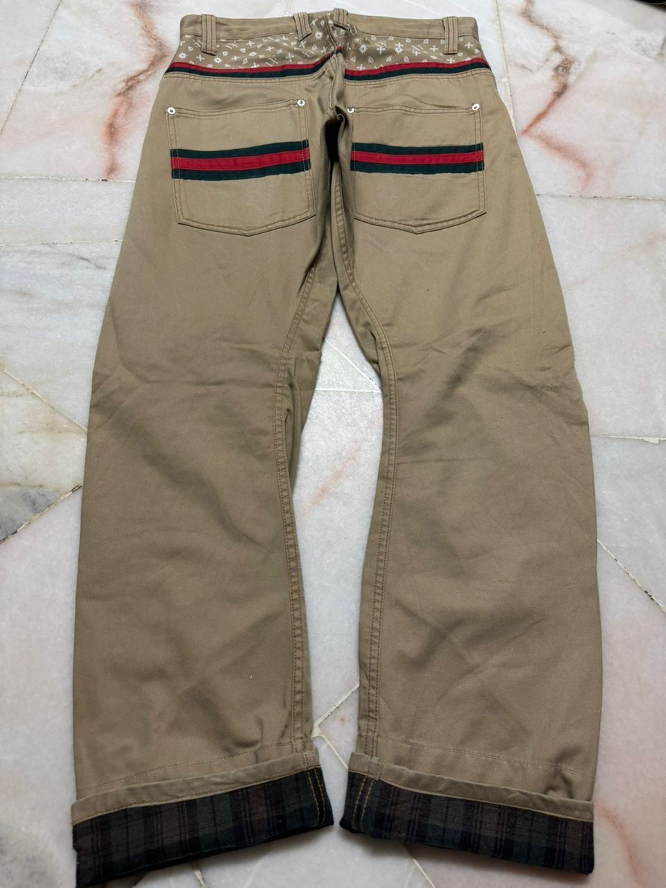 Tornado Mart 💥Insane💥Vintage Doublefocus Zipper Punk Jeans Beige Size US 31 - 18 Thumbnail