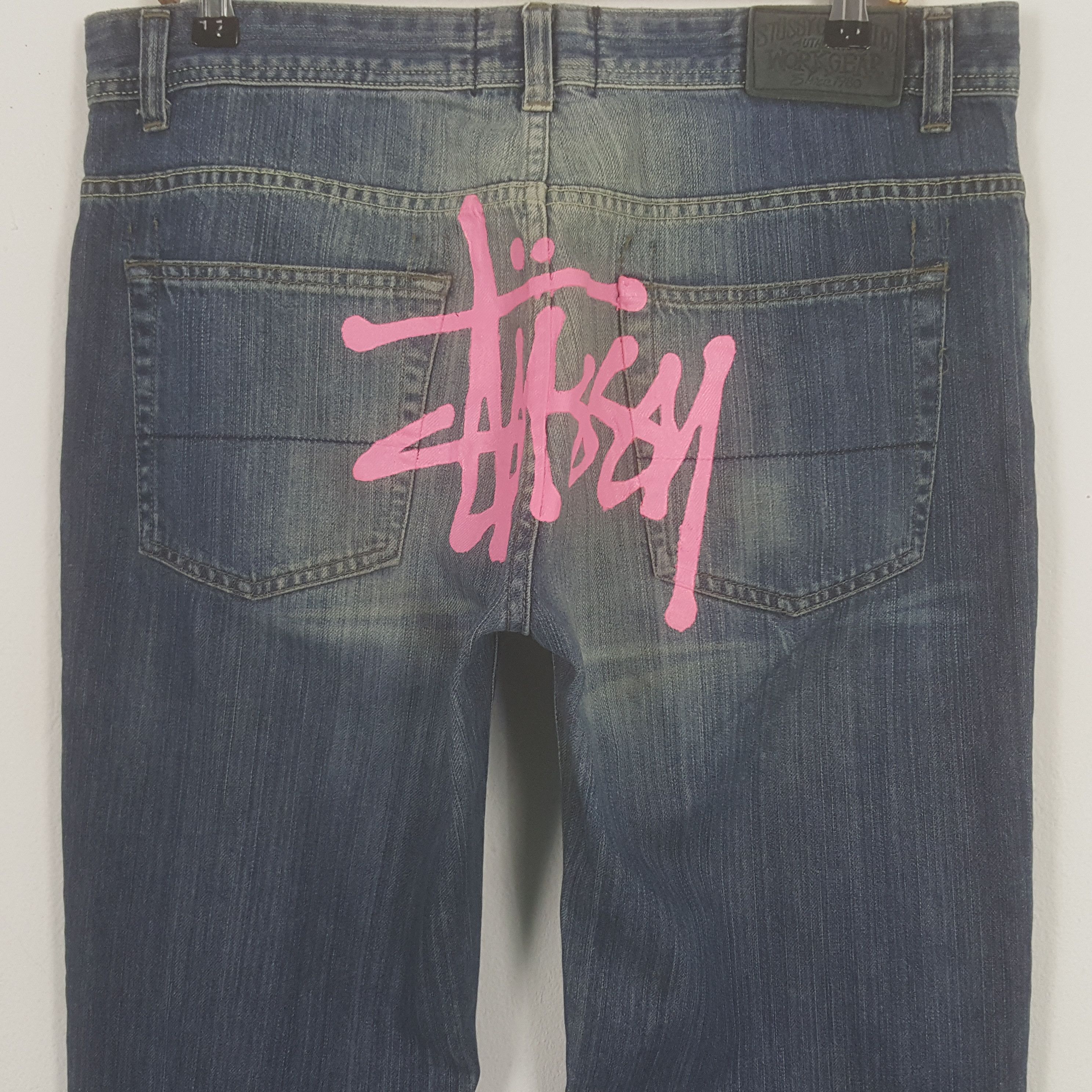 Stussy × Vintage Vintage Stussy Workgear Custom Art Logo Denim Jeans Size US 35 - 2 Thumbnail