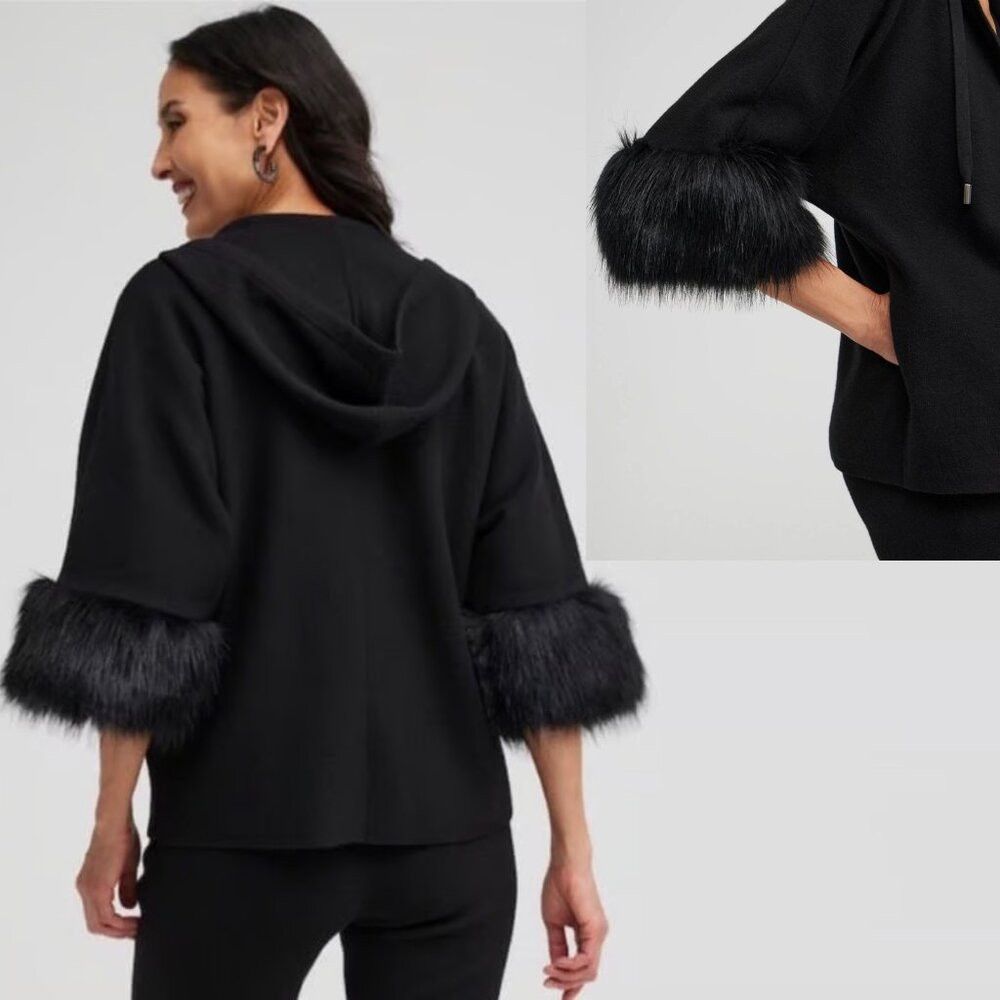 Chicos New Chico's Luxe Cashmere Blend Faux Fur Sweater Size 1 US Size M / US 6-8 / IT 42-44 - 3 Thumbnail