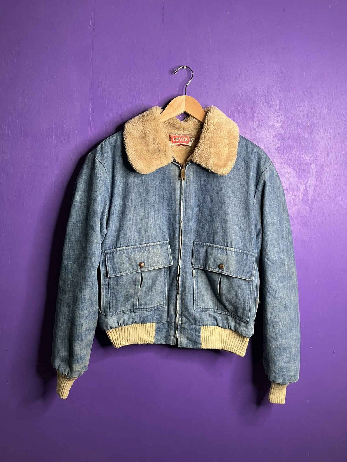 Vintage 70s Levi’s Sherpa lined denim airman’s jacket
