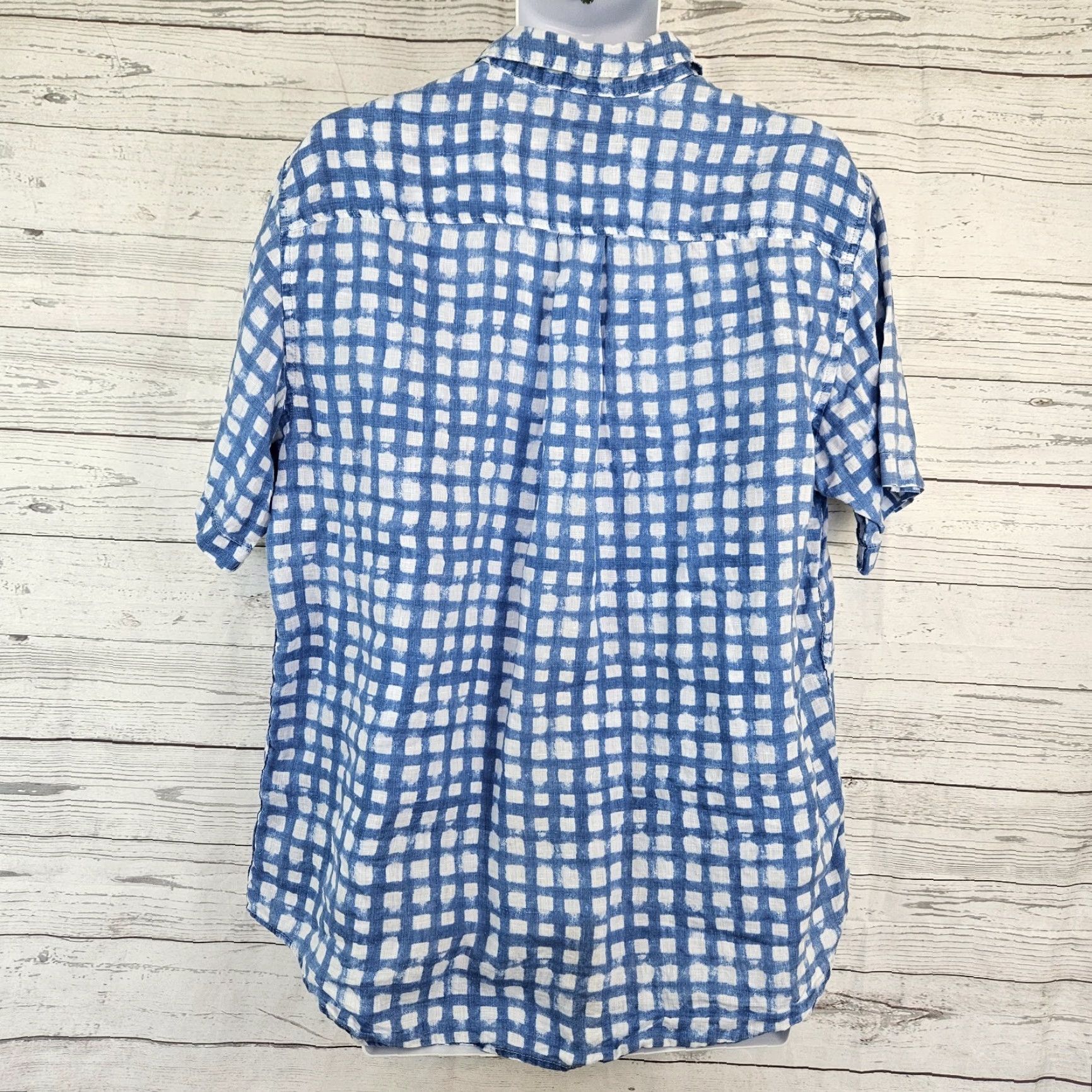 Lands' End VINTAGE Lands' End Mens Linen Button-Front Shirt Sz Large Blue White Short Sleeve Size US L / EU 52-54 / 3 - 3 Thumbnail