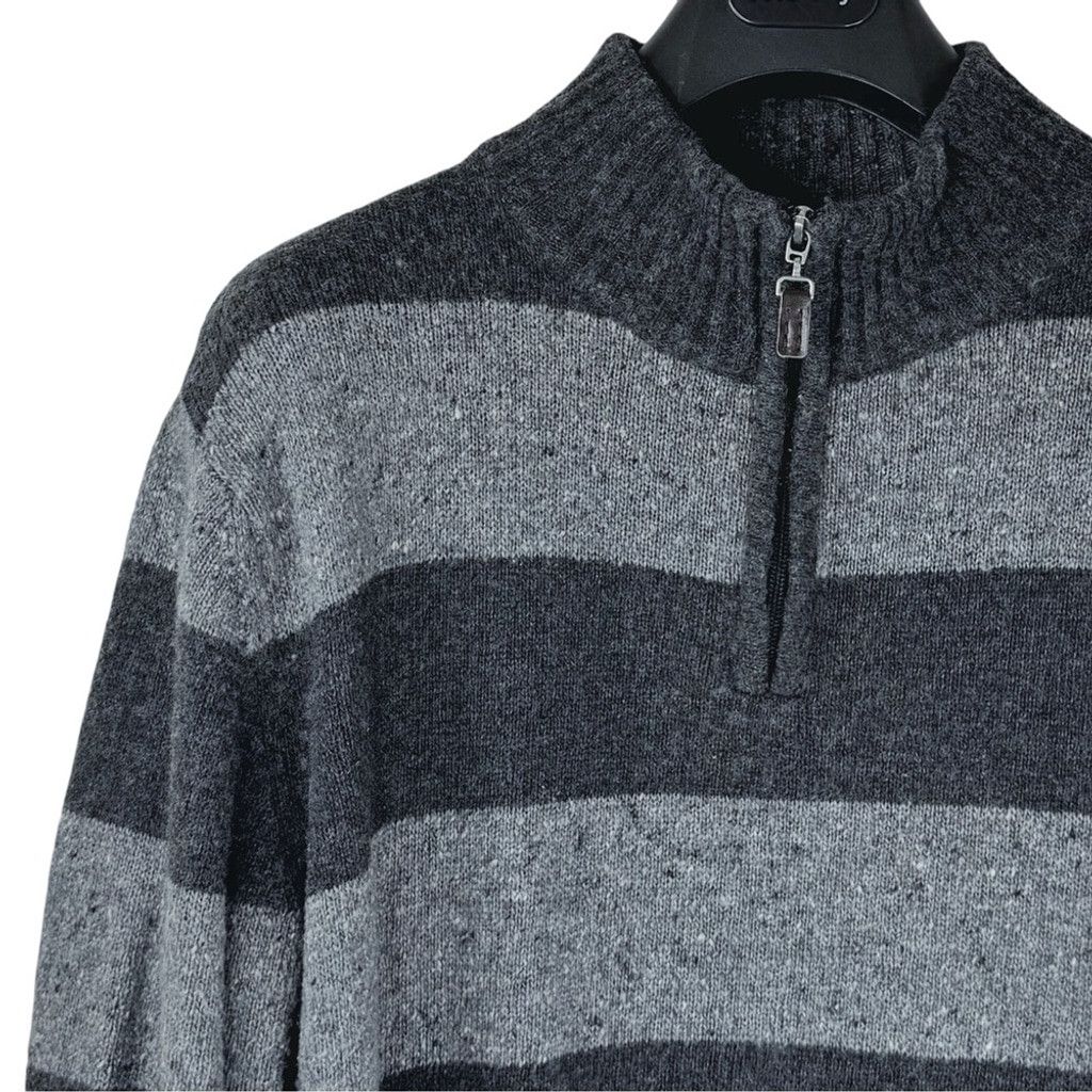 Daniele Blasi DANIELE BLASI Made In Italy Mens Grey Striped Mock Sweater L Size US L / EU 52-54 / 3 - 1 Thumbnail