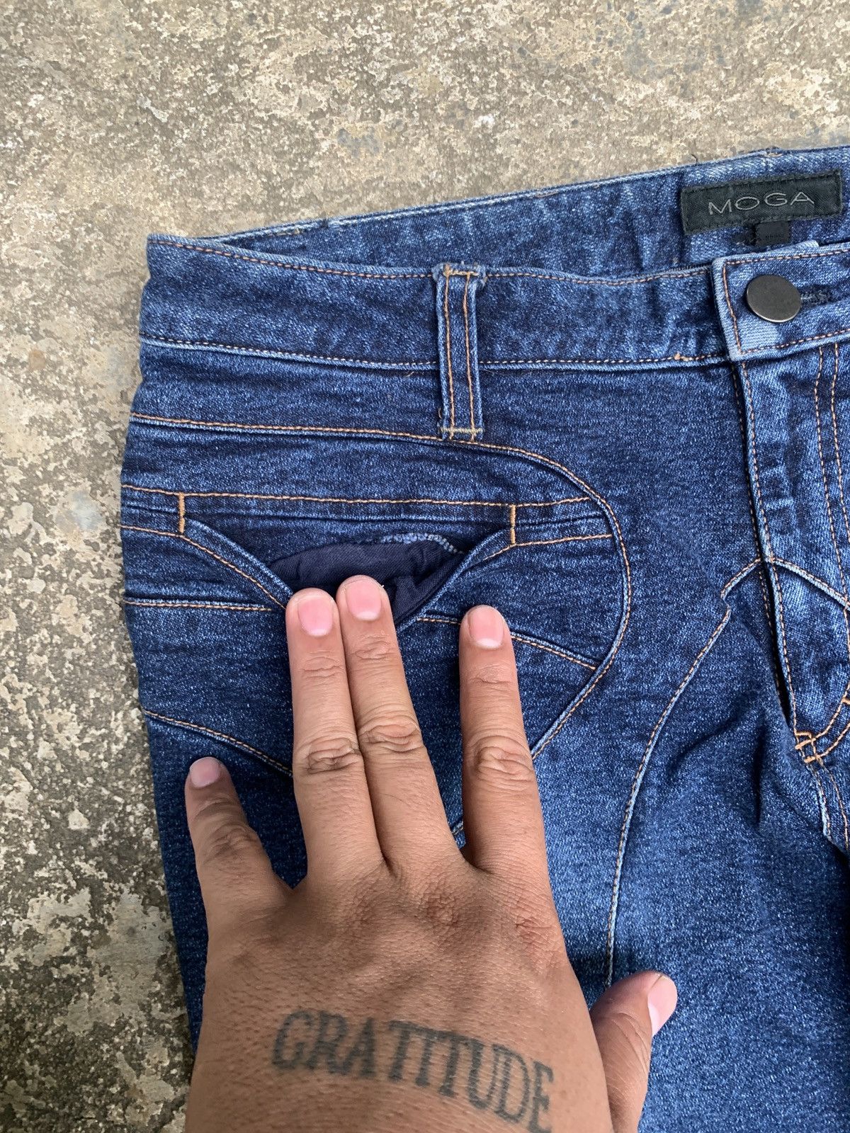 Japanese Brand 2000s MOGA Japan Western Style Boot Cut Indigo Jeans Pants Size 29" - 6 Thumbnail