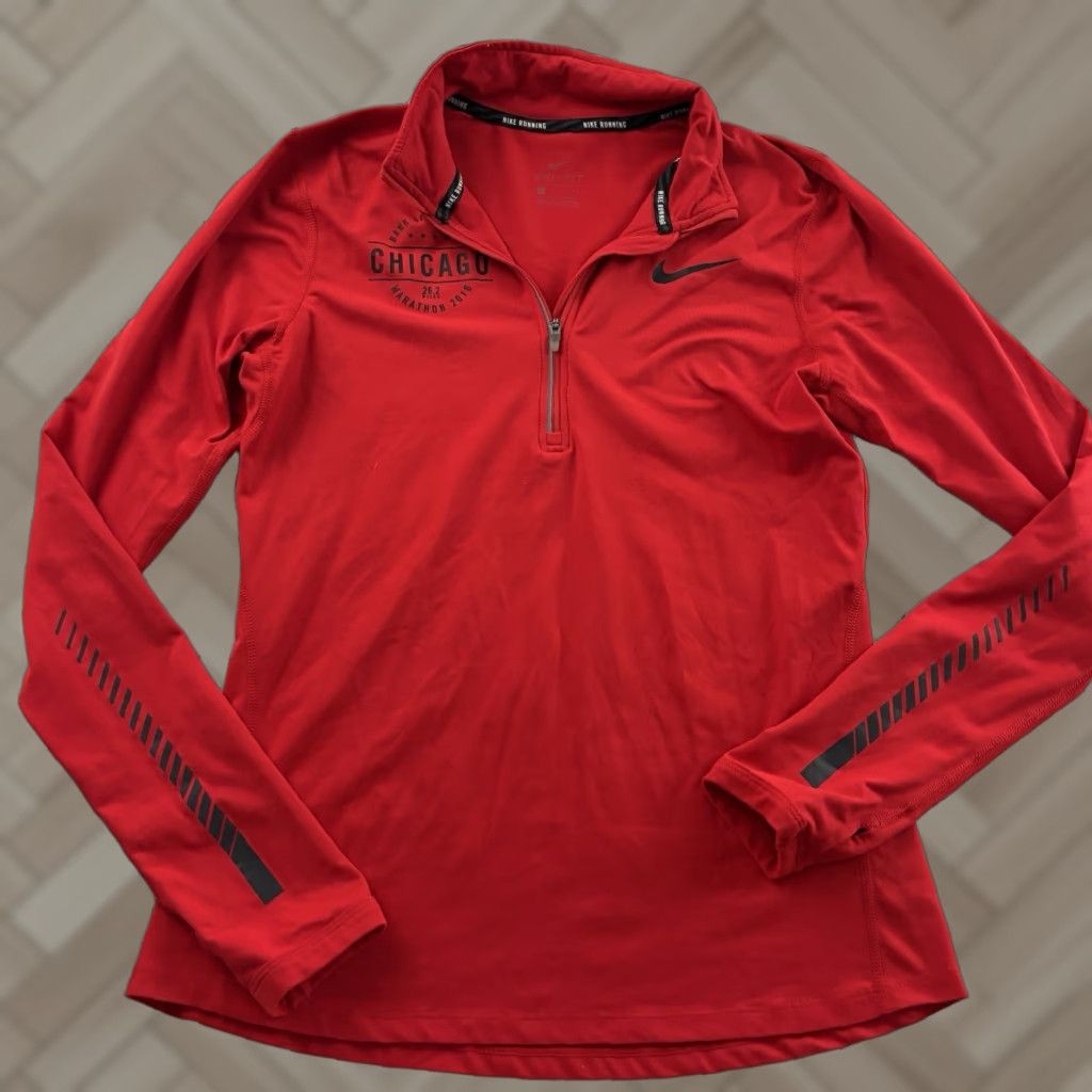 Nike VINTAGE Nike Dri-Fit 2016 Chicago Marathon 1/4 Zip Pullover Jacket Women's Small Red Size S / US 4 / IT 40 - 1 Thumbnail