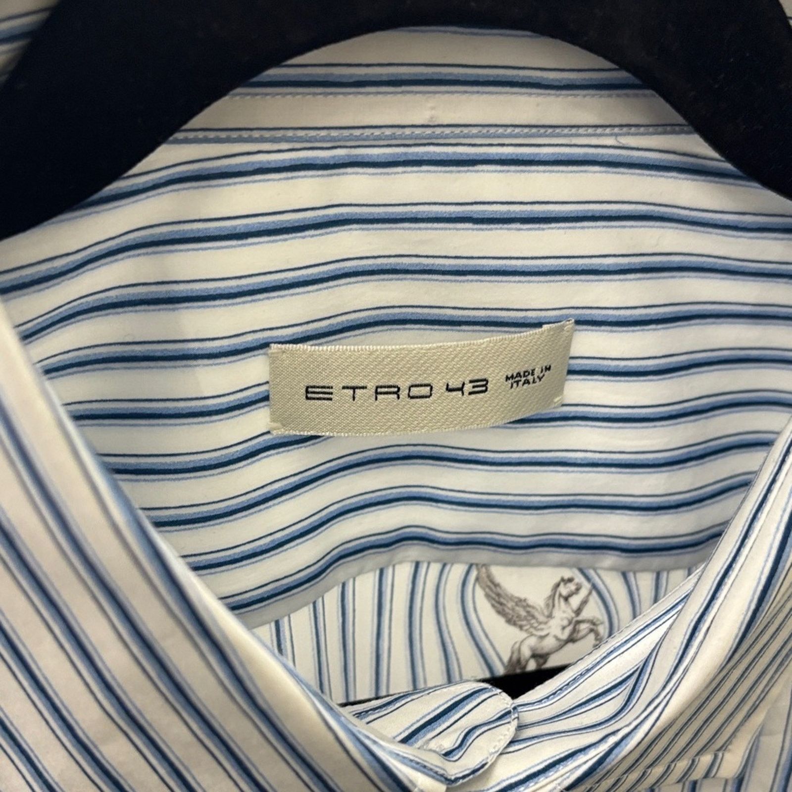 Etro NWT Etro White and Blue Patterned Dress Shirt Size 43 L Size US L / EU 52-54 / 3 - 2 Thumbnail