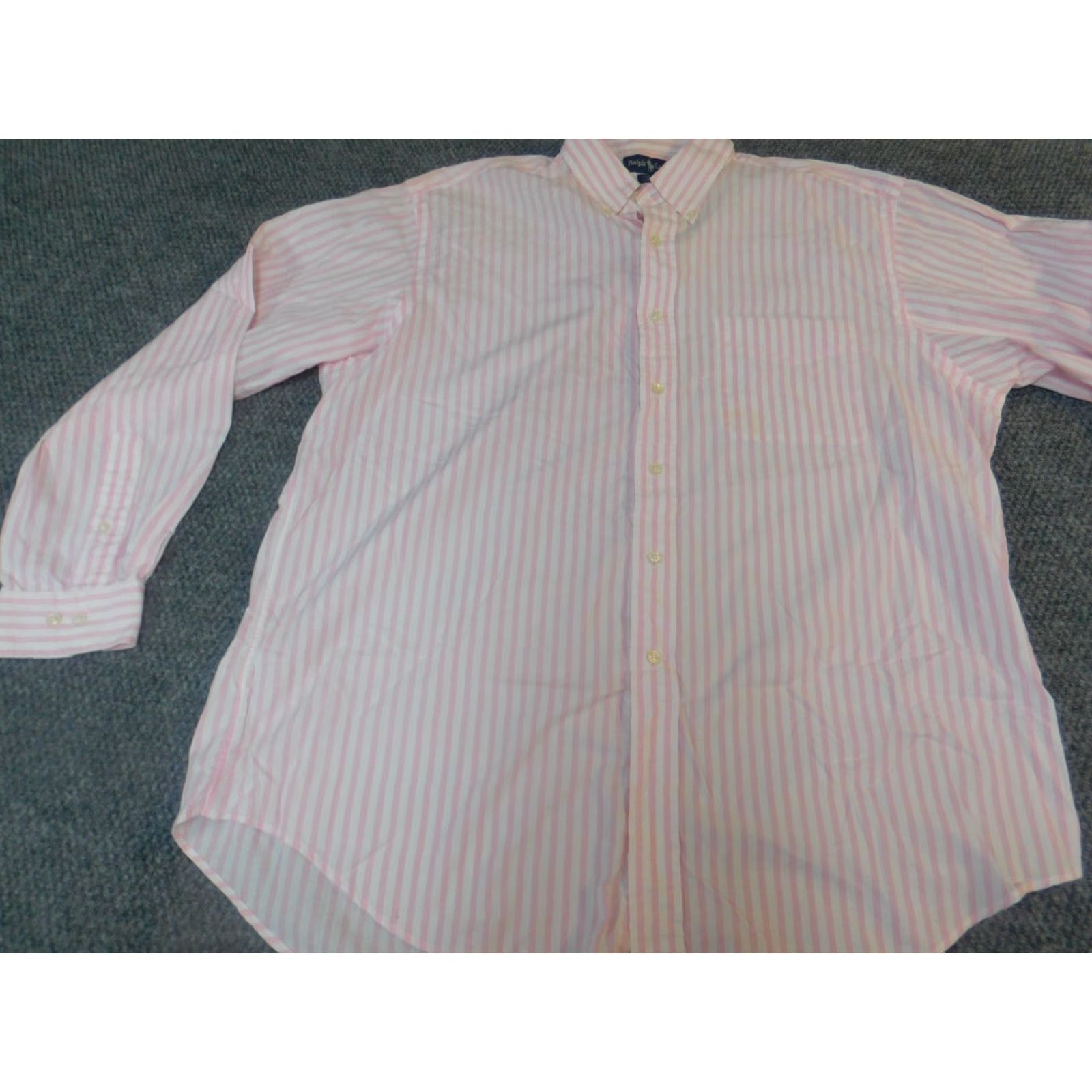 Ralph Lauren Ralph Lauren Shirt Mens 17 Pink Striped Yarmouth Button Down Long Sleeve Collared Knit Cotton Button-Up Size US XL / EU 56 / 4 - 3 Thumbnail