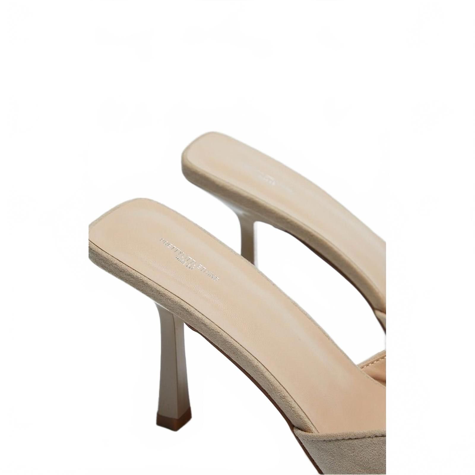 Other Prettylittlething Women's Beige Pointed Toe Heeled Mules Size US 8 / IT 38 - 5 Thumbnail