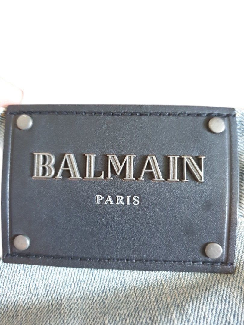 Balmain SS18 BALMAIN Paris Light Wash Distressed Biker Jeans Size US 33 - 7 Thumbnail