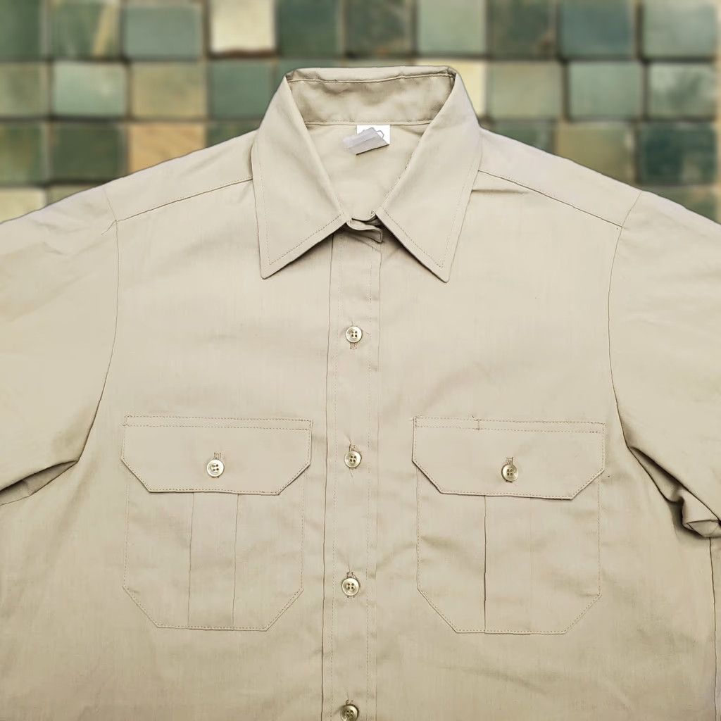 Vintage VINTAGE EXECUTIVE APPAREL, INC. Shirt Womens 12 Beige Safari Western Utility Forrest Park Marine SS Collared Pockets UV Basic Outdoor Casual Size XL / US 12-14 / IT 48-50 - 1 Thumbnail