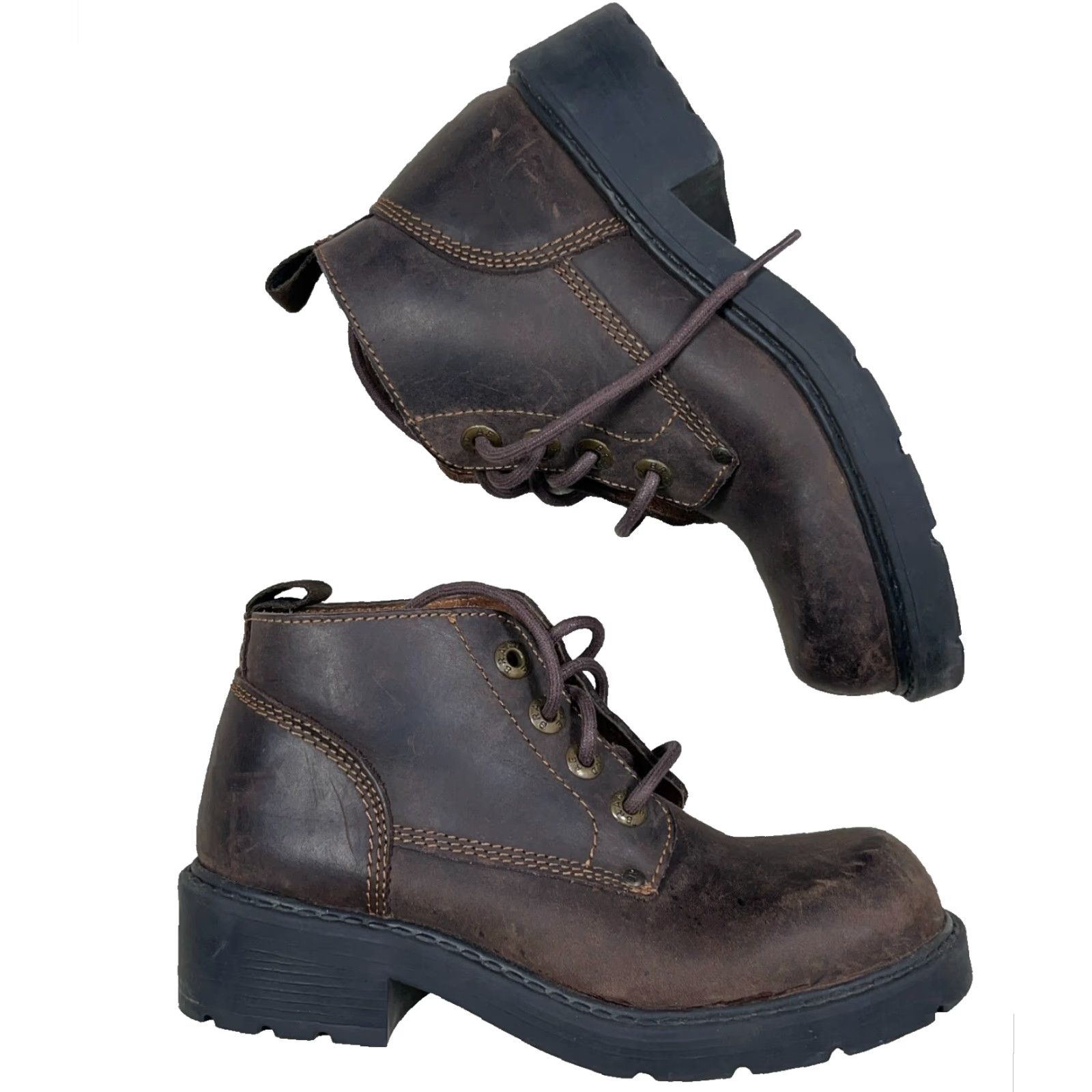 American Eagle Outfitters VINTAGE American Eagle Outfitters Boots Women Size 6 Leather Ankle Lace Up Chunky Brown Oxford 00s Y2K Size US 6 / IT 36 - 2 Thumbnail