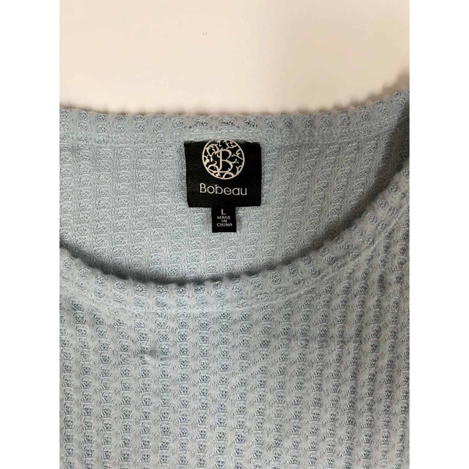 Vintage Bobeau Sweater Womens L blue light pocket stretch Crew Neck 3/4 Sleeve Balloon Knit Embroidered Pullover Regular Size X Size L / US 10 / IT 46 - 4 Thumbnail