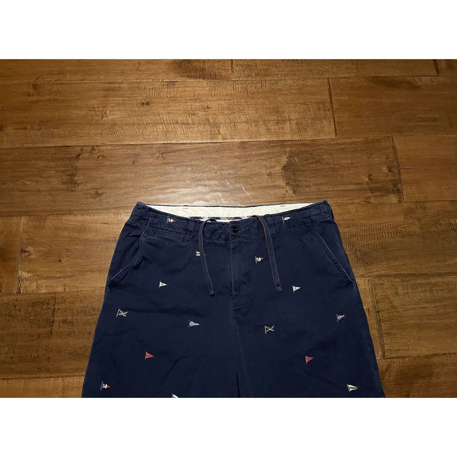 Polo Ralph Lauren VINTAGE Polo Ralph Lauren Nautical Flags Knots Navy Drawstrings Chino Shorts Men's 38 Blue 100% Cotton Size US M / EU 48-50 / 2 - 2 Thumbnail