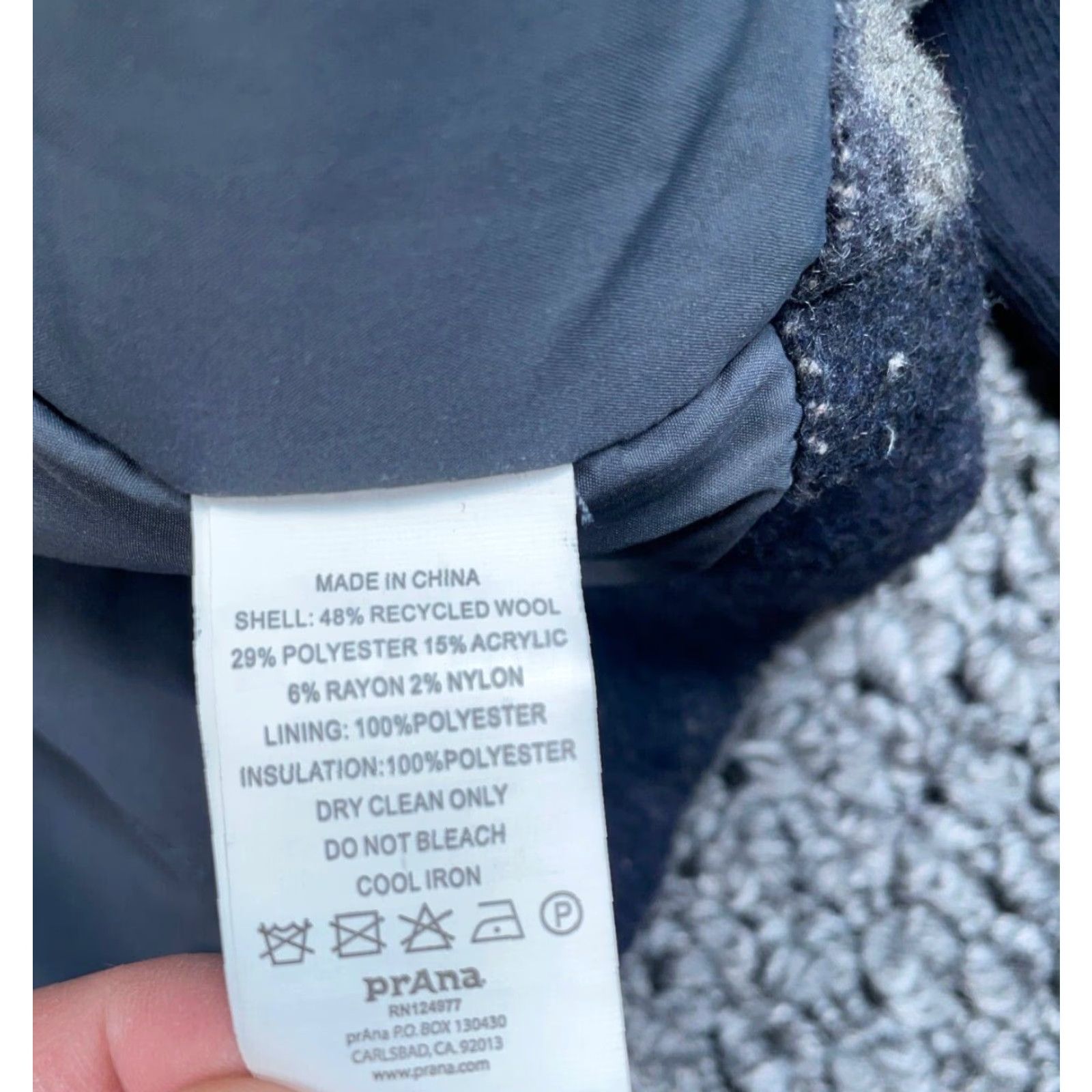 Prana prAna Jacket Women Large Gray Olive Green Striped Zip Front Insulated Wool-Blend Pockets Size L / US 10 / IT 46 - 4 Thumbnail