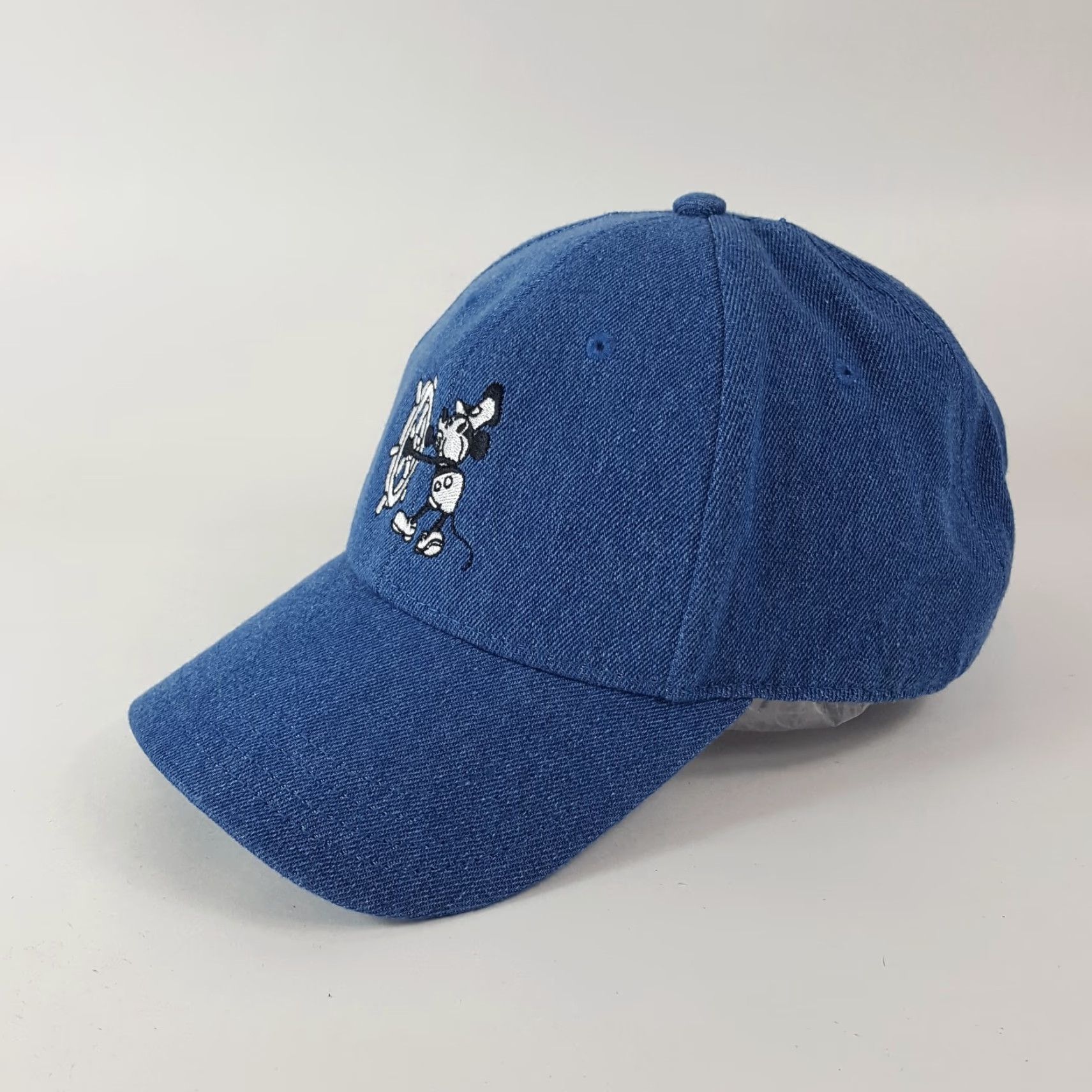 Disney VINTAGE Disney Mickey Mouse Denim Baseball Cap Hat - Snapback - One Size - Blue - Adjustable - 90s Y2K Cartoon Promo Cap Mens Size ONE SIZE - 3 Thumbnail