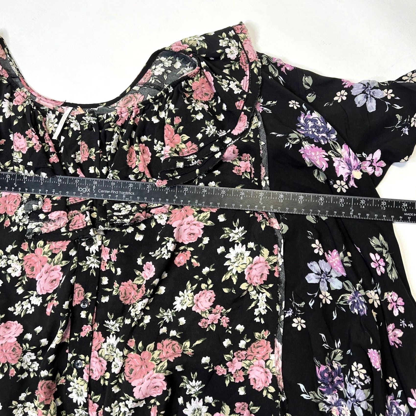 Free People FREE PEOPLE Loretta Floral Printed Tunic Blouse Bell Sleeve Oversized Small Womens Blouse Floral Bohemian Shirt - Short Description: N/A Size S / US 4 / IT 40 - 6 Thumbnail