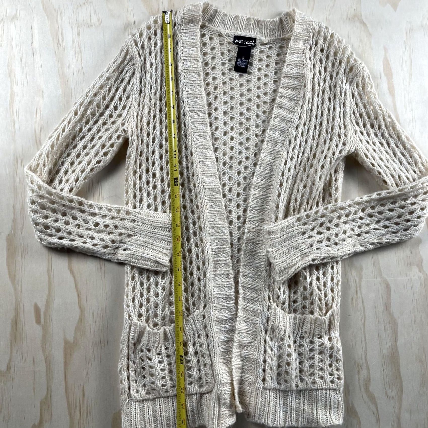 Vintage Y2K Wet Seal Cardigan Sweater Womens Small White Open Knit Long Sleeve Cozy Size S / US 4 / IT 40 - 3 Thumbnail
