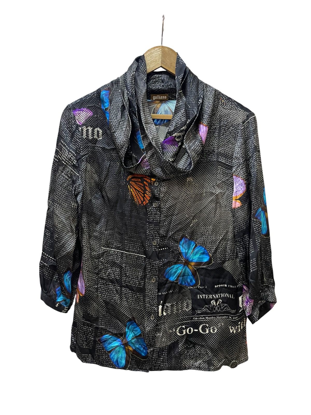 John Galliano Vintage JOHN GALLIANO Rare Iconic Newspaper Gazatte Silk Size S / US 4 / IT 40 - 5 Thumbnail