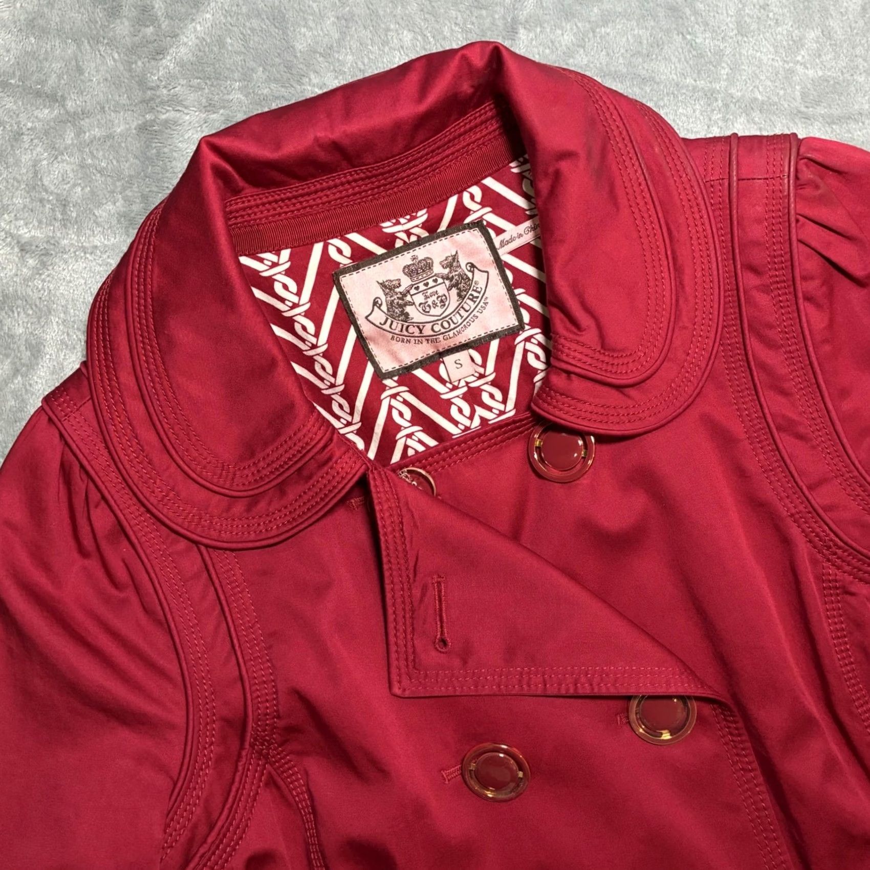 Juicy Couture Juicy Couture Red Trench Coat Double Breasted 3/4 Sleeve Gold Buttons Size S Womens Size S / US 4 / IT 40 - 4 Thumbnail