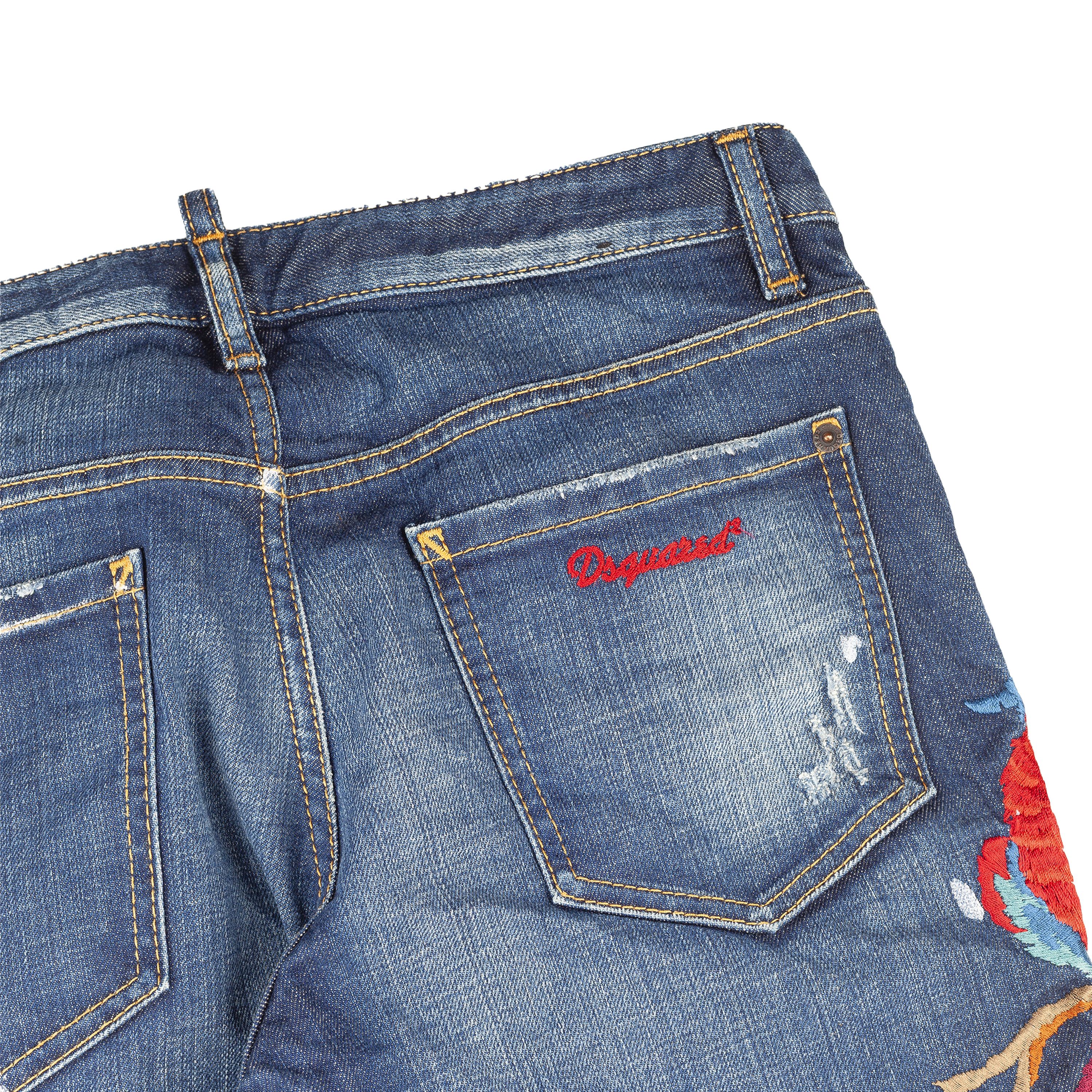 Dsquared2 DSQUARED2 Navy Blue Birds Embroidered Denim Hockney Jeans Size 27" / US 4 / IT 40 - 7 Thumbnail