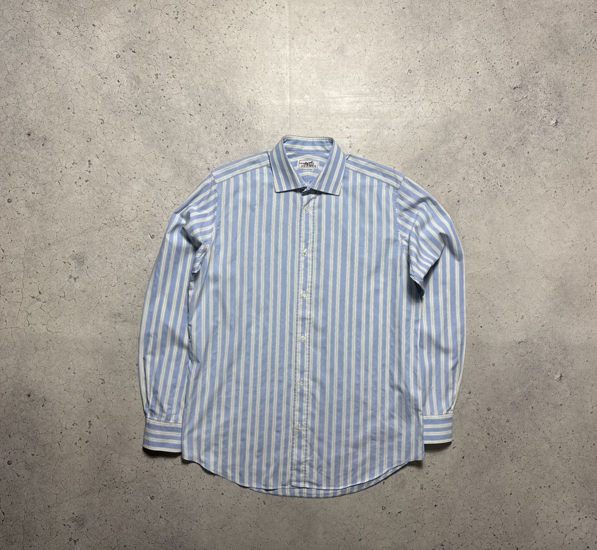Hermes Hermes Striped Button Up Shirt Luxury Vintage Size US L / EU 52-54 / 3 - 1 Thumbnail