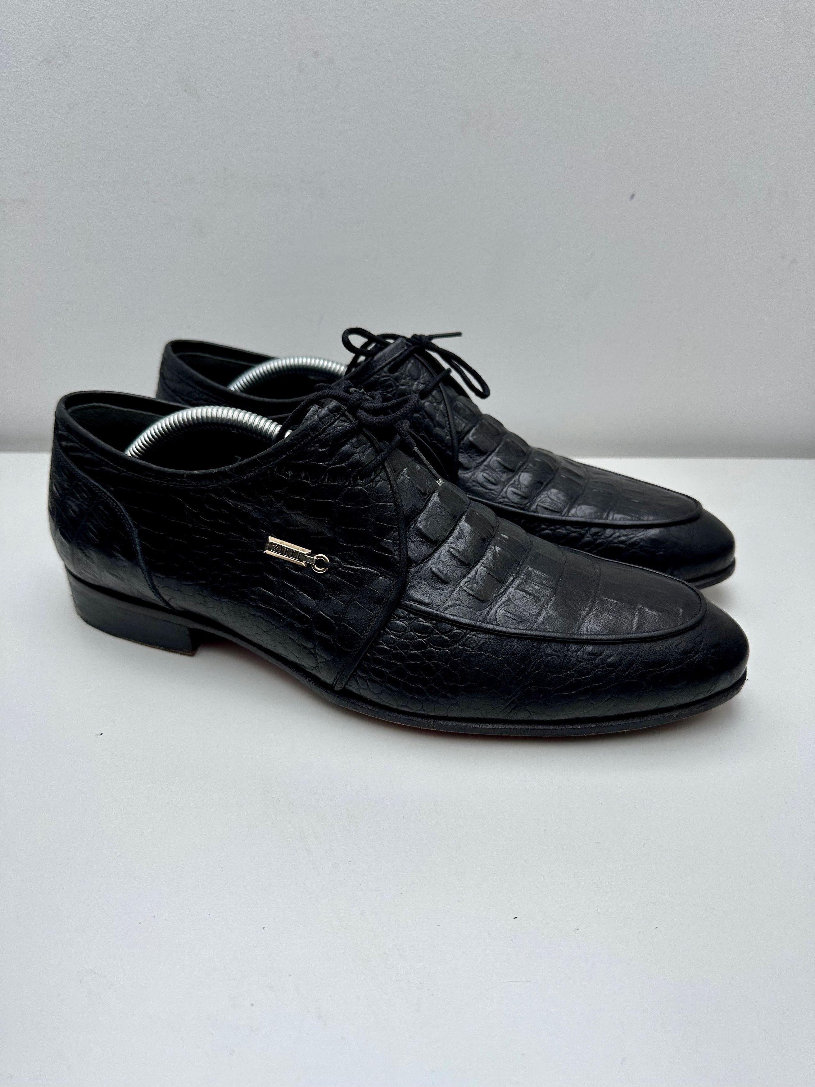 Zilli FREE TARIFF Zilli Black Dress Crocodile Leather Formal Shoes Size US 9 / EU 42 - 9 Thumbnail
