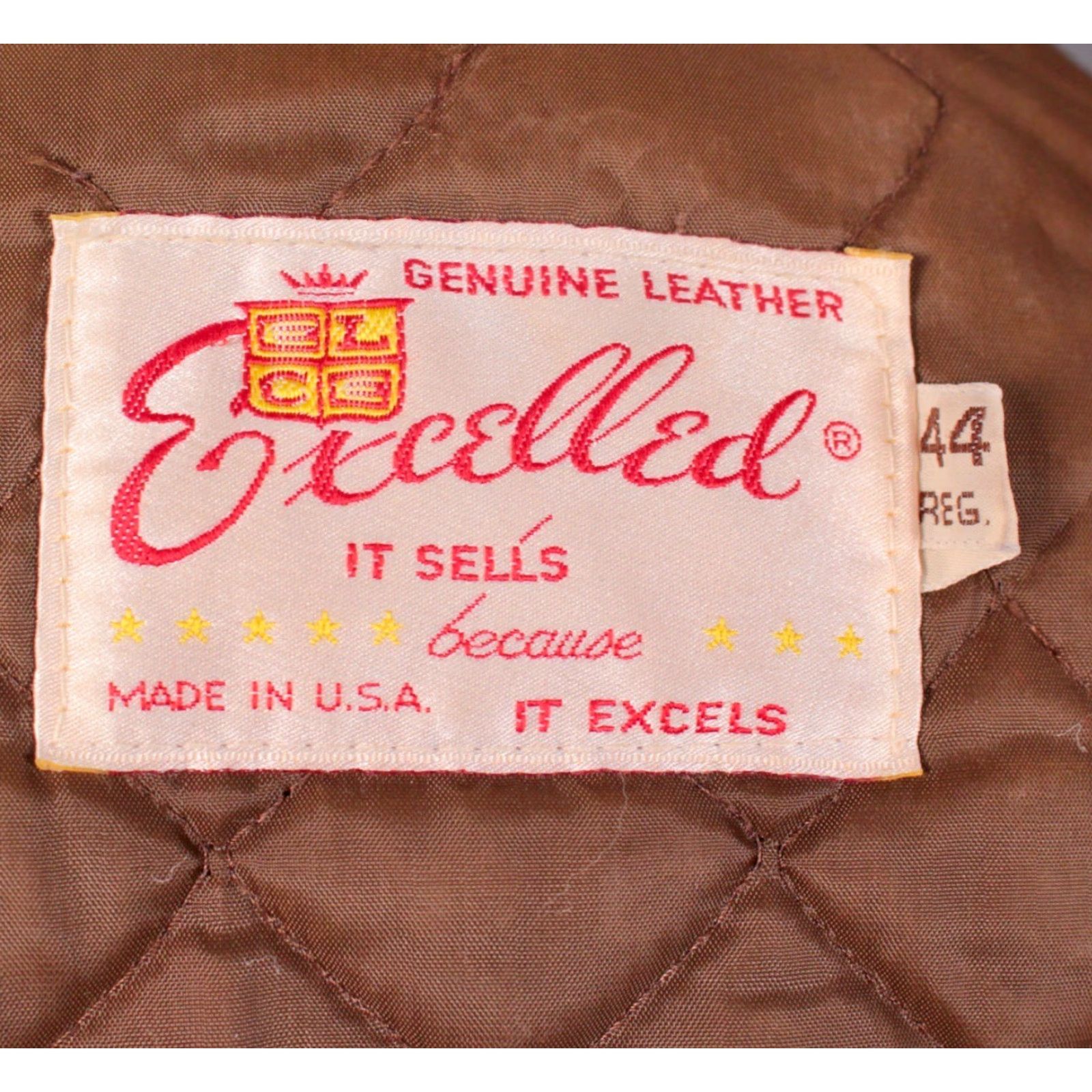 Vintage VTG Excelled Brown Leather Bomber Jacket Mens 70s 80s Sz 44 M 54 Chest Regular Size Vintage Jacket Size US S / EU 44-46 / 1 - 4 Thumbnail