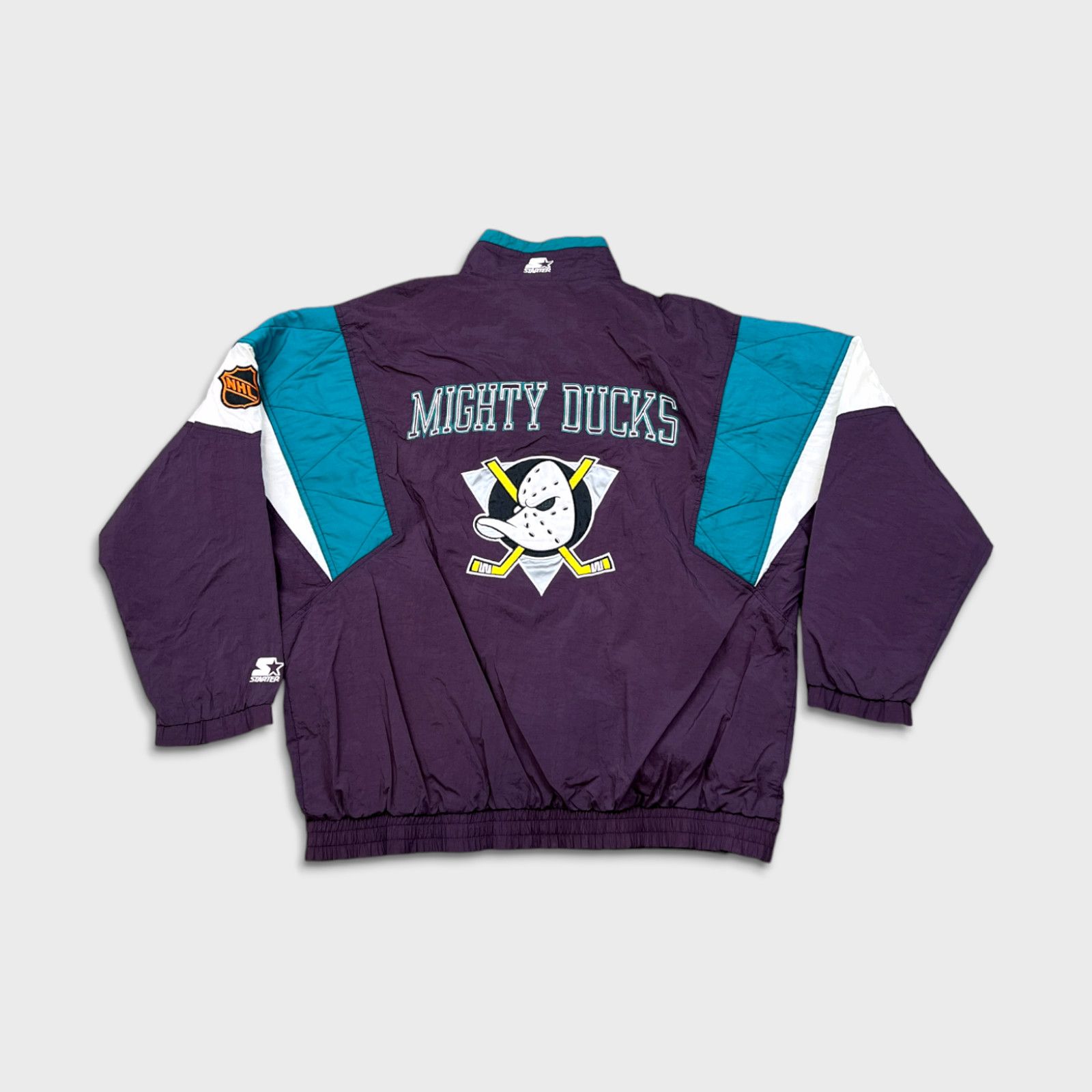 Image of Vintage 90's Starter Disney Mighty Ducks Nhl Hockey Jacket XL in Purple, Men's