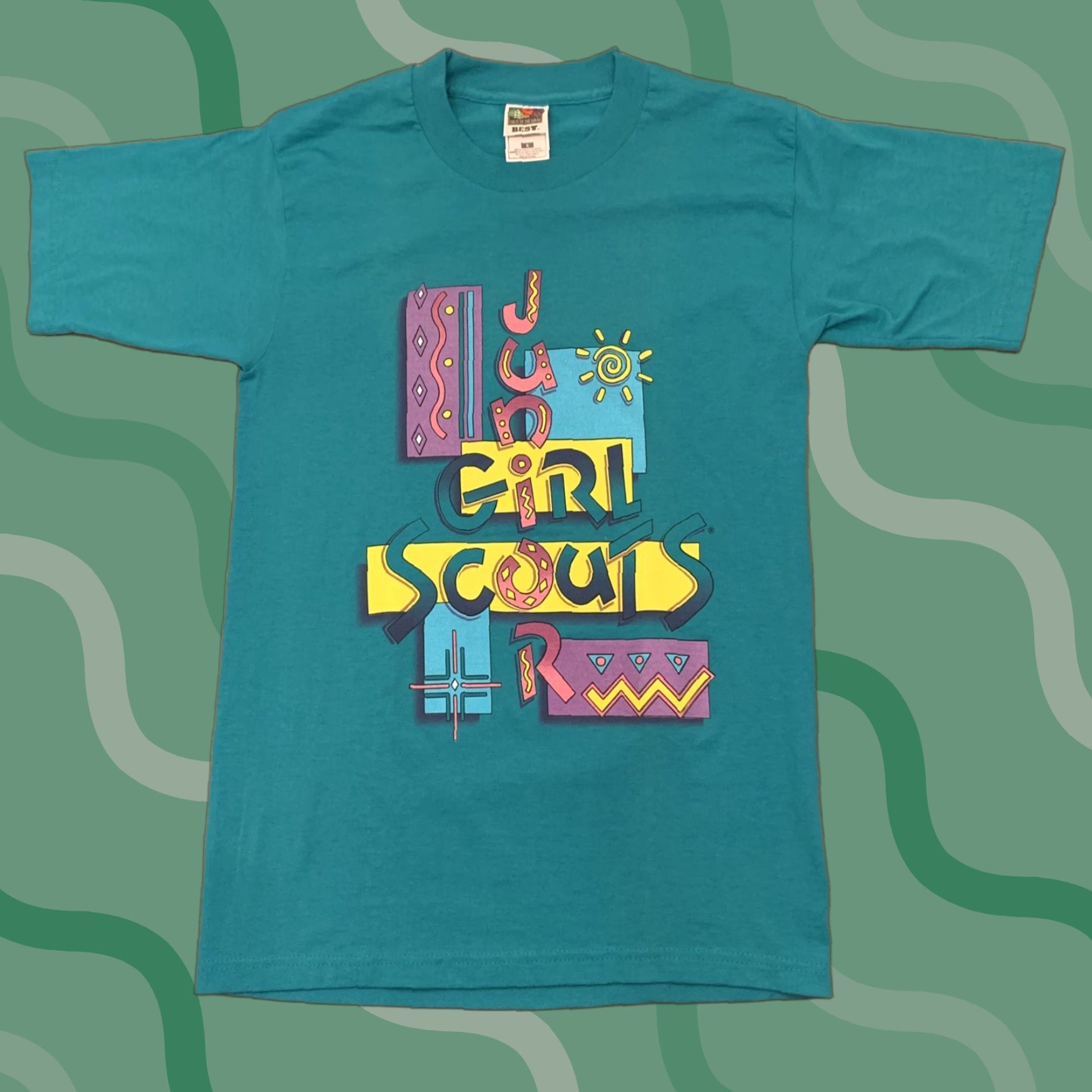 Fruit Of The Loom VINTAGE Girl Scouts T Shirt Unisex Adults S Adult Small Green Fruit of the Loom Junior Boy/Girl Scouts Theme Size US S / EU 44-46 / 1 - 1 Thumbnail