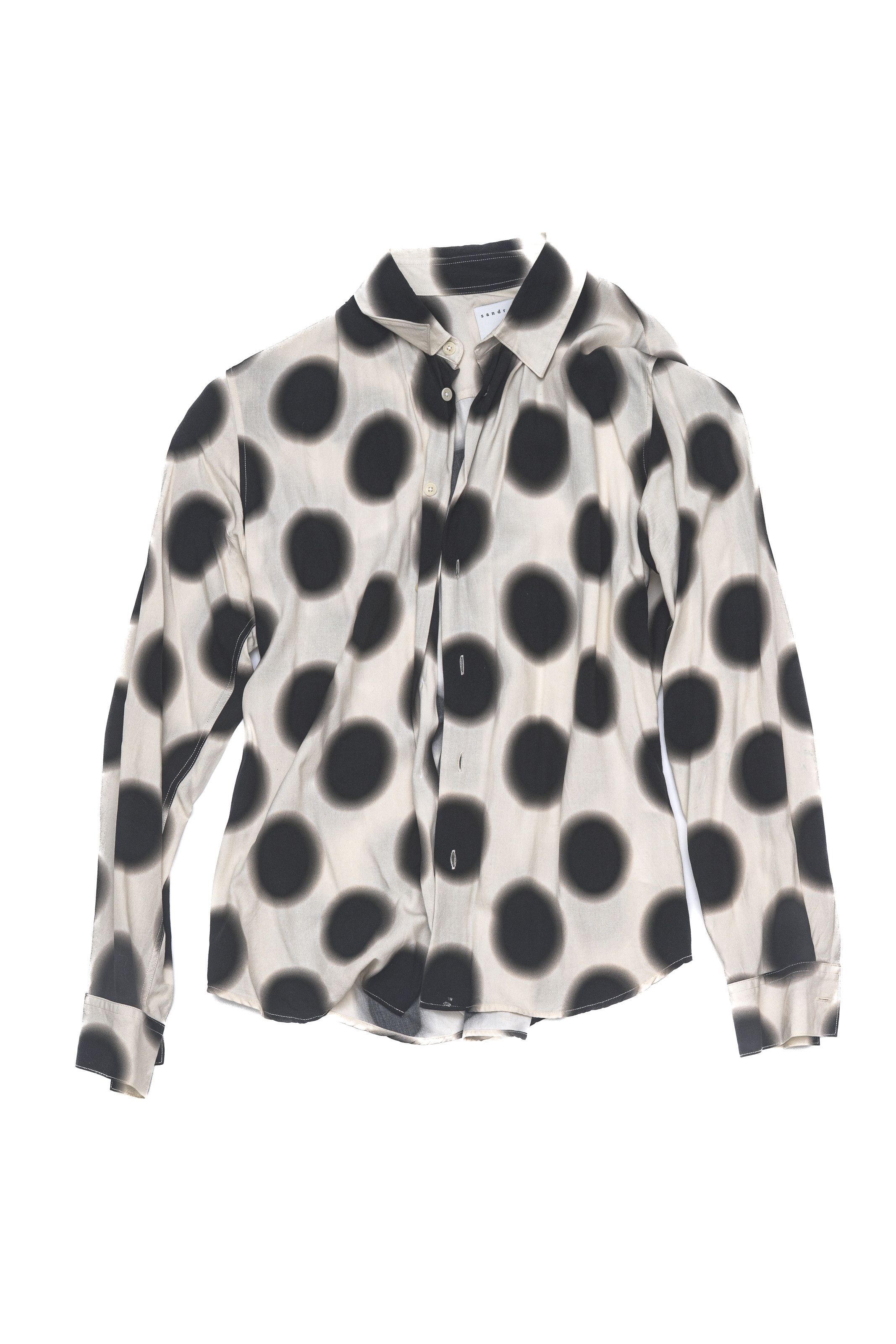 Sandro Sandro Paris Blurred Polka Dot Button-Up Shirt Cream/Black S Size US S / EU 44-46 / 1 - 1 Thumbnail