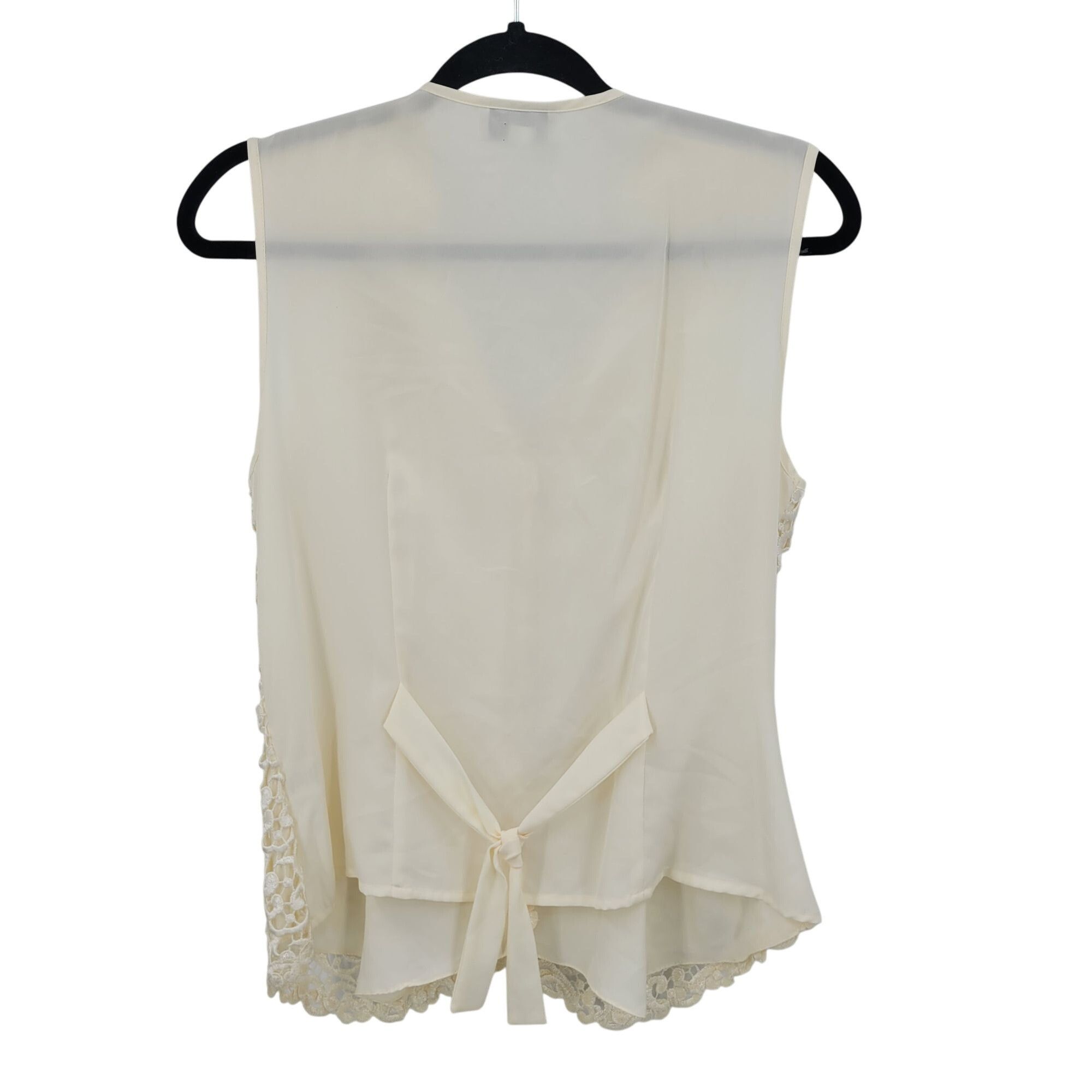 Vintage Vtg Ivory Lace Vest Sz M Button Front Sheer Tie Back Soft Gi Size M / US 6-8 / IT 42-44 - 6 Thumbnail
