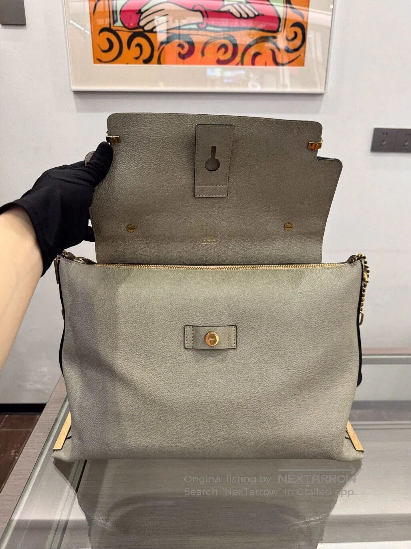 Chloe Chloe Gold Logo Gray Blue Handbag. Size ONE SIZE - 4 Thumbnail