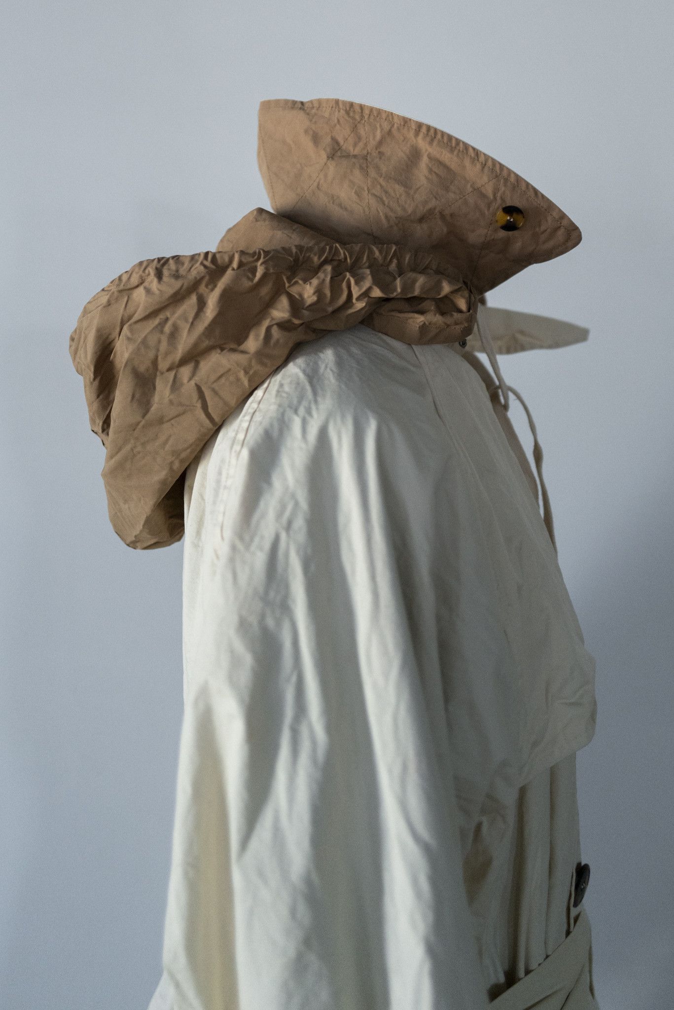 Jean Paul Gaultier Vintage Jean Paul Gaultier Ivory Cotton Hooded Trench Coat Size L / US 10 / IT 46 - 6 Thumbnail