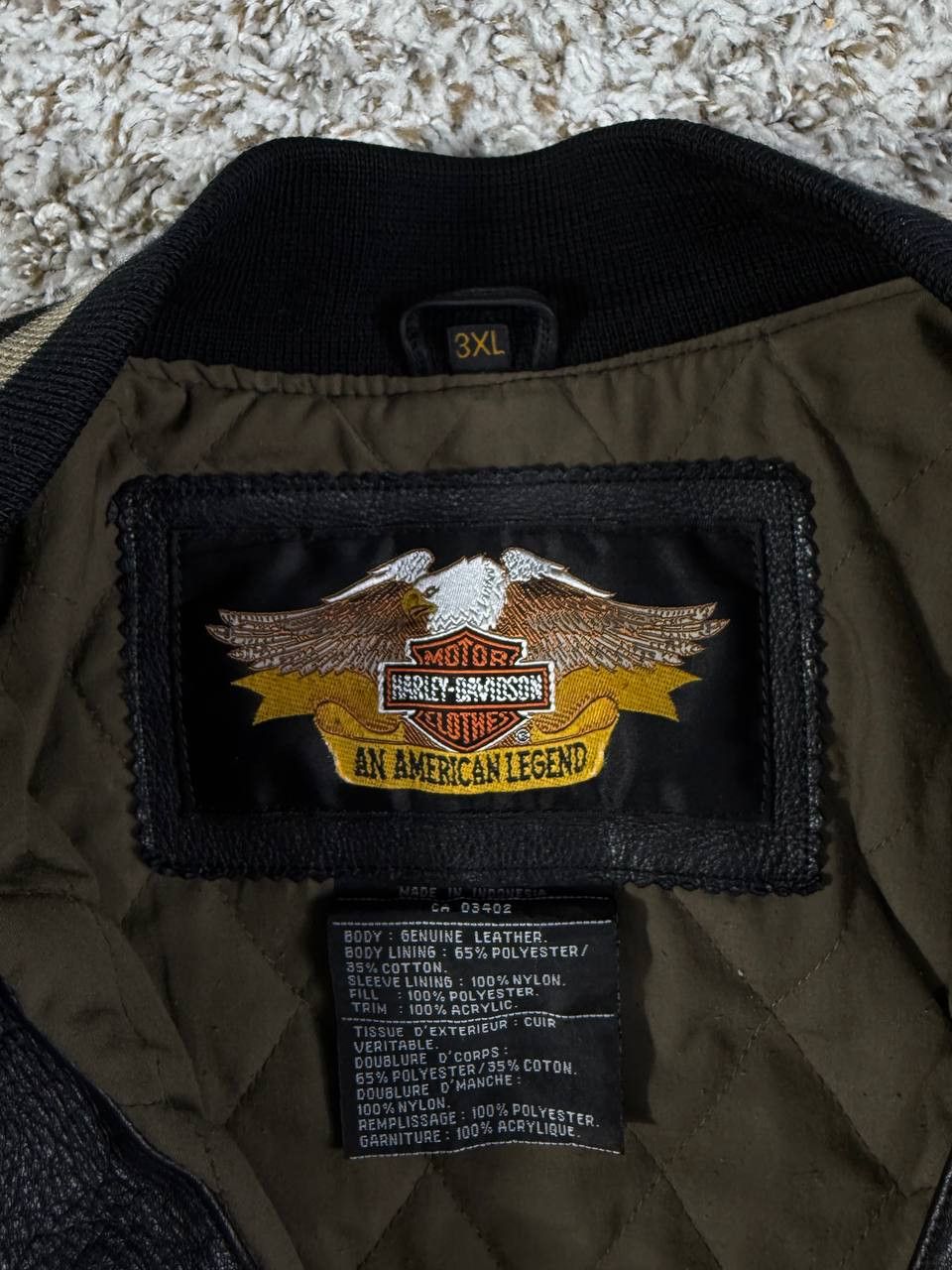 Harley Davidson VTG 90s Harley Davidson Heavy Letterman Bomber Jacket Size US XXL / EU 58 / 5 - 10 Thumbnail