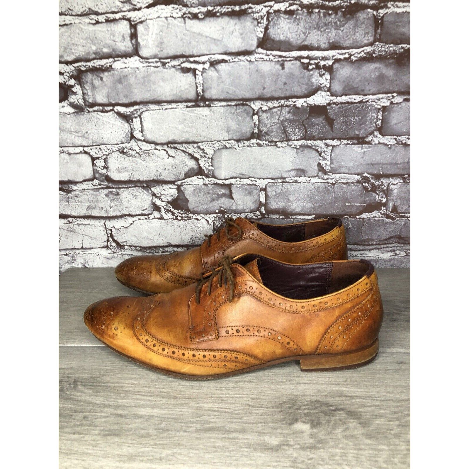 Ted Baker Ted Baker London Gryene Chili Brown Leather Derby Wingtip Ox Size US 12 / EU 45 - 18 Thumbnail