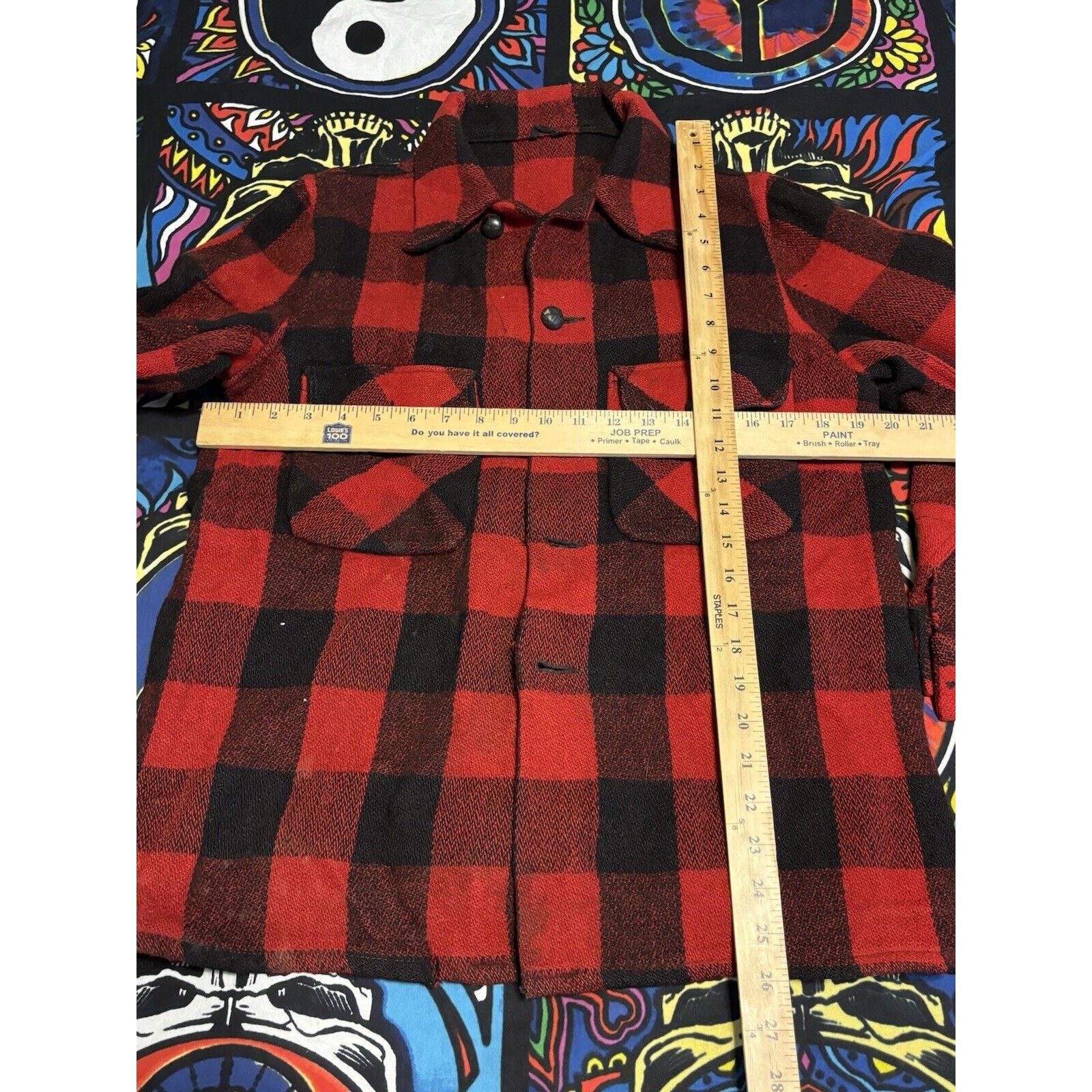 Other 1930’s Monarch Black Red Rare Flannel Missing Button Wool Size US L / EU 52-54 / 3 - 3 Thumbnail