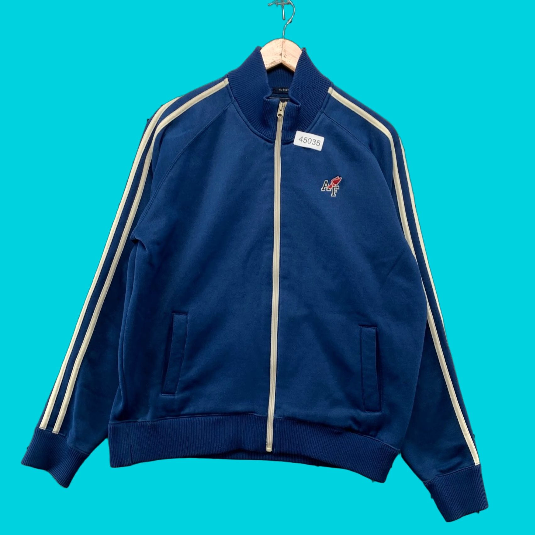 Abercrombie & Fitch VINTAGE Abercrombie & Fitch Track Jacket Mens Large Blue Muscle Wing Foot Logo Jacket Size US L / EU 52-54 / 3 - 1 Thumbnail