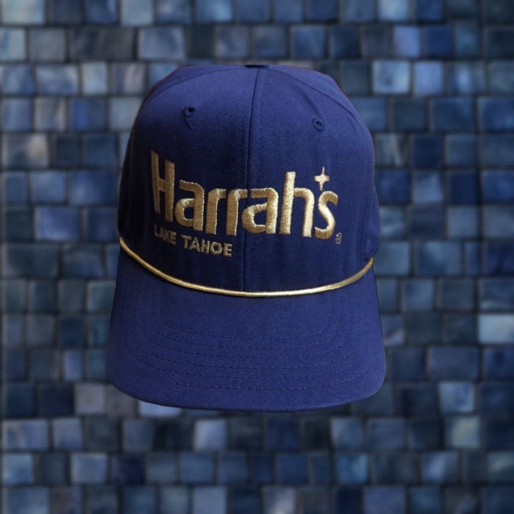 Vintage VTG 80s 90s Harrahs Lake Tahoe Resort Casino Blue USA Snapback Hat Cap OSFM Size ONE SIZE - 1 Thumbnail