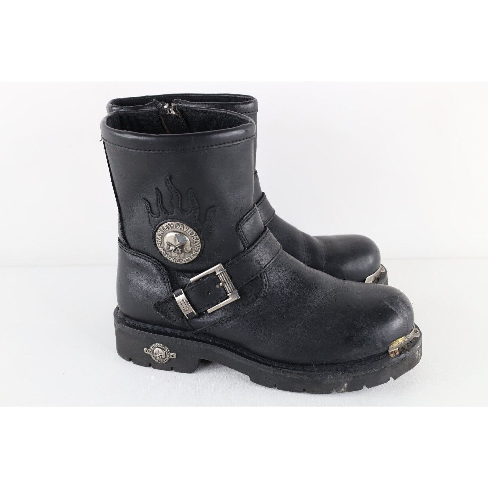 Harley Davidson × Vintage Vintage 90s Harley Davidson Fire Flames Skull Moto Boots Size US 8.5 / EU 41-42 - 4 Thumbnail