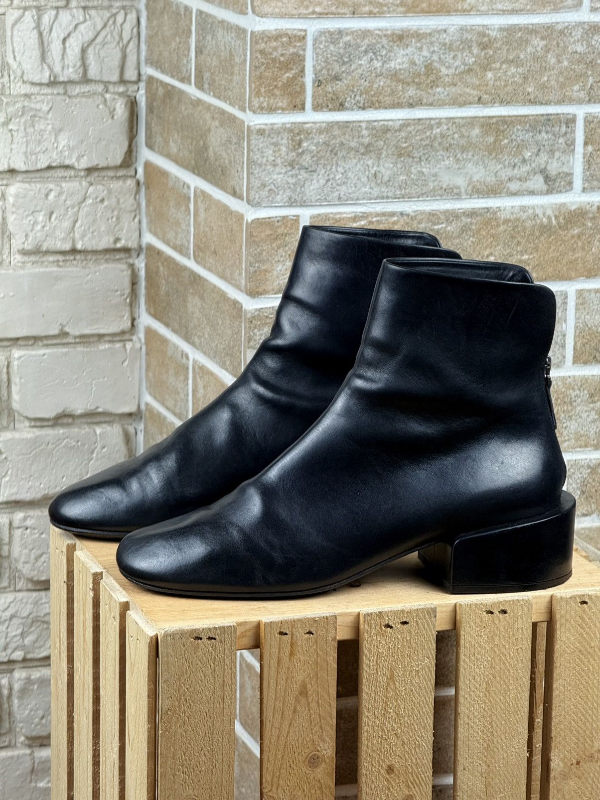 Marsell Marsell Black Leather Basata Ankle Back Zip Boots Size Size US 10 / IT 40 - 3 Thumbnail
