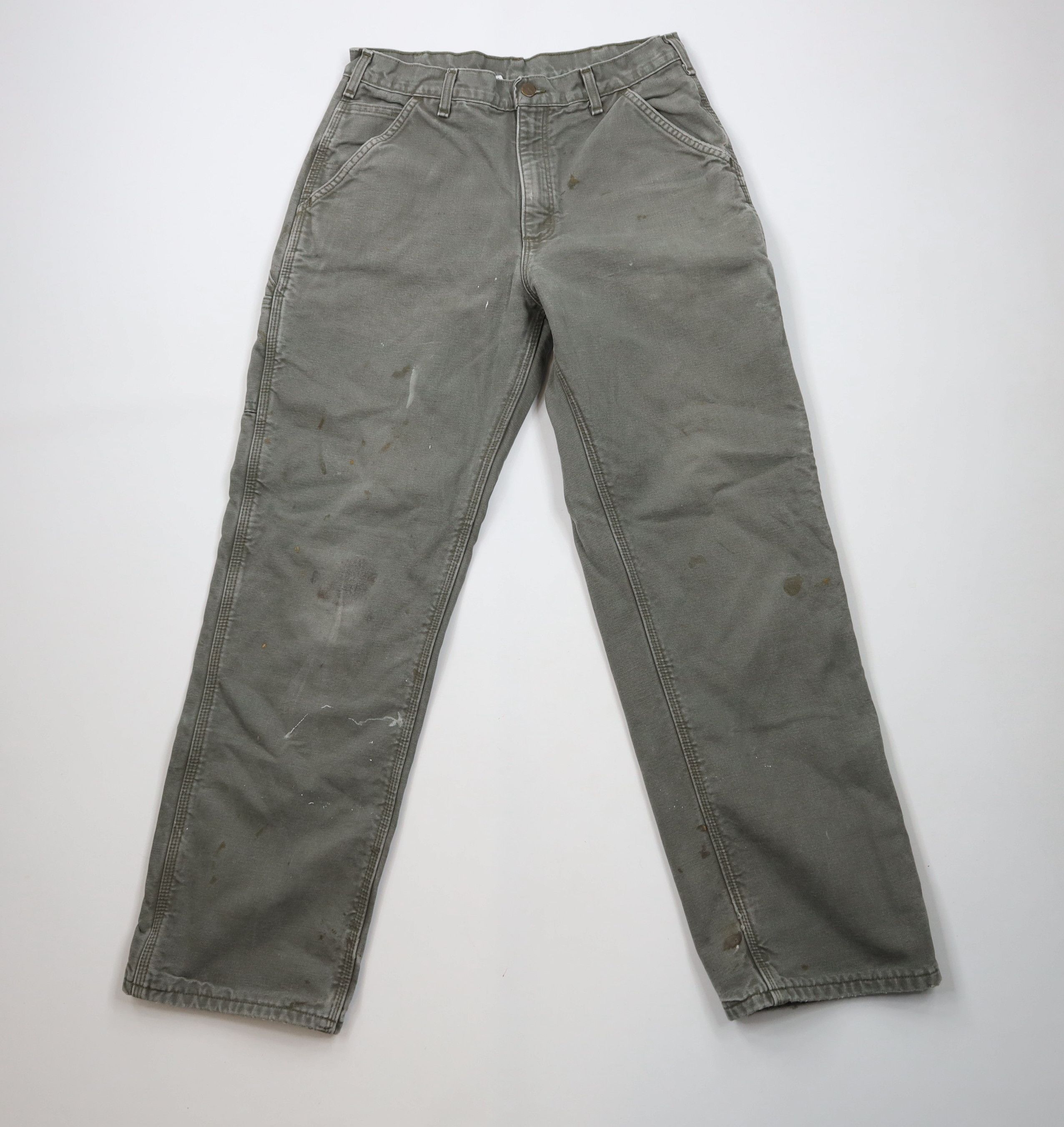 Carhartt × Vintage Vintage Carhartt Lined Wide Leg Dungaree Pants Moss Green Size US 32 / EU 48 - 2 Thumbnail