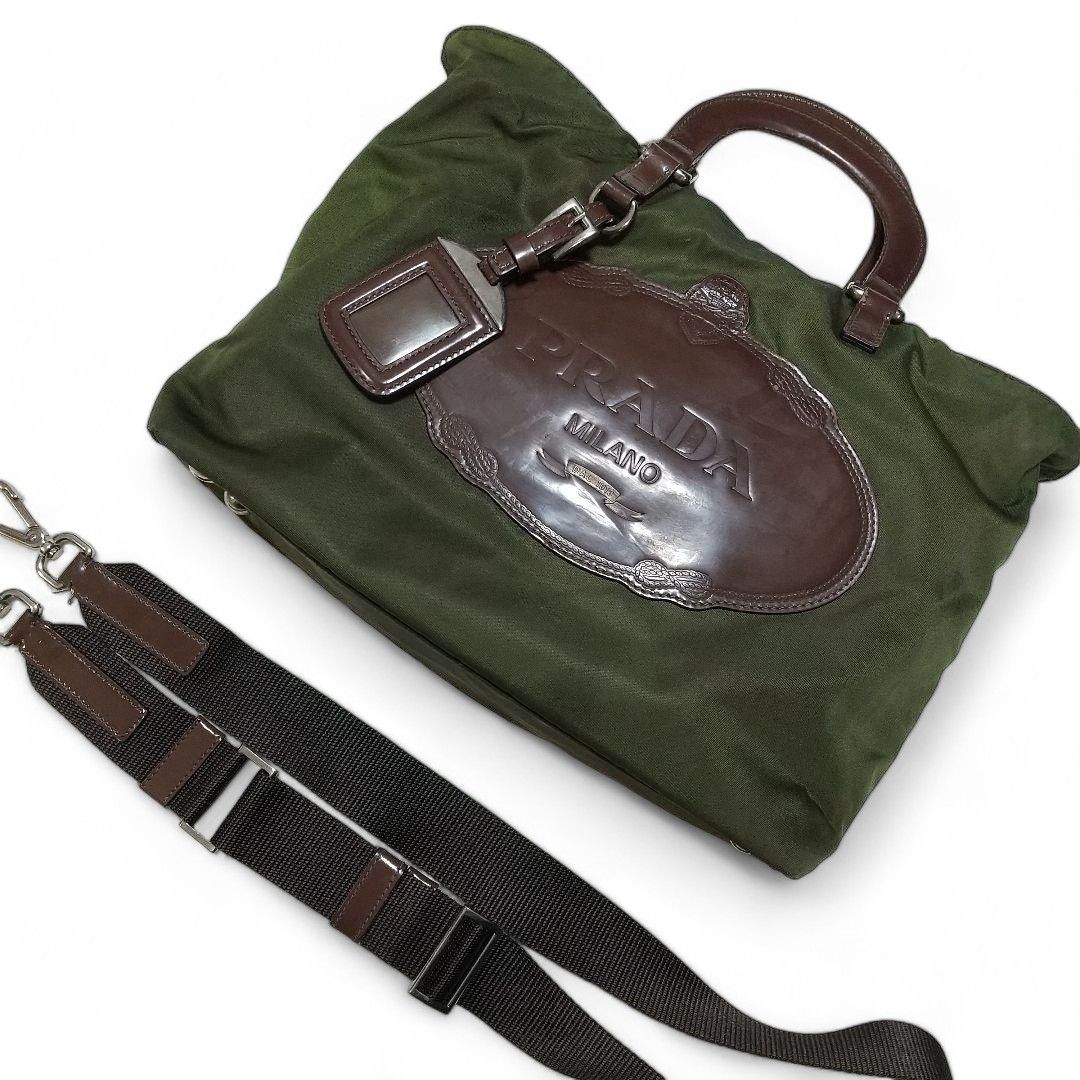 Prada Prada - Nylon 2Way Khaki Vintage Boston Handbag OIive Size ONE SIZE - 6 Thumbnail