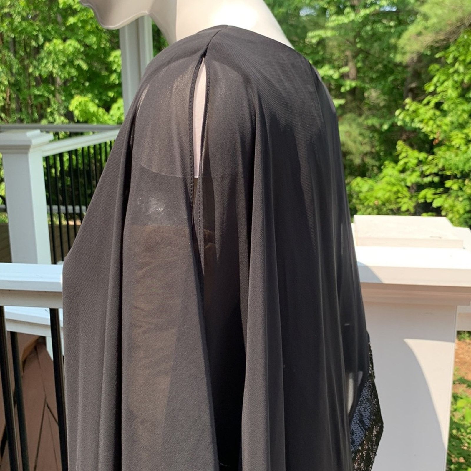 Vintage R&M Richard Black Gown Occasion Dress with Chiffon Cape Size XXL / US 16-18 / IT 52-54 - 1 Thumbnail