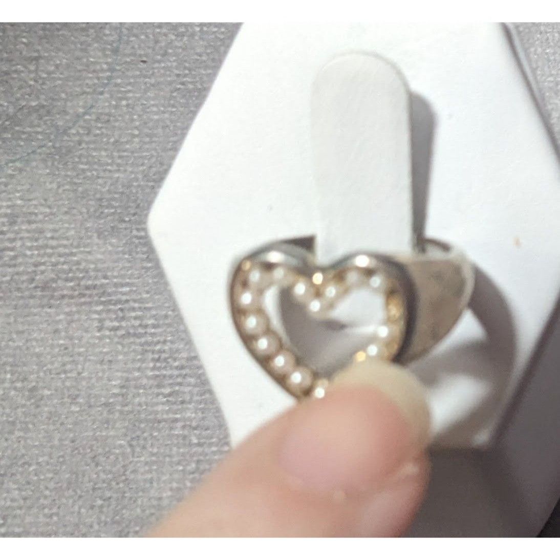 Other Vintage Open Heart Silver Tone Seed Pearl Ring Size 6 1/4 Size ONE SIZE - 7 Thumbnail